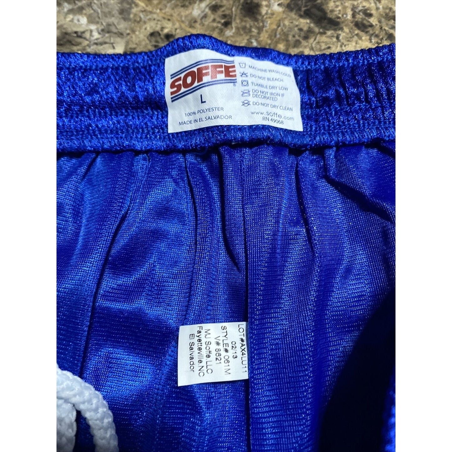 Soffe Men’s Large Royal Blue Basketball Training Polyester Mesh Shorts