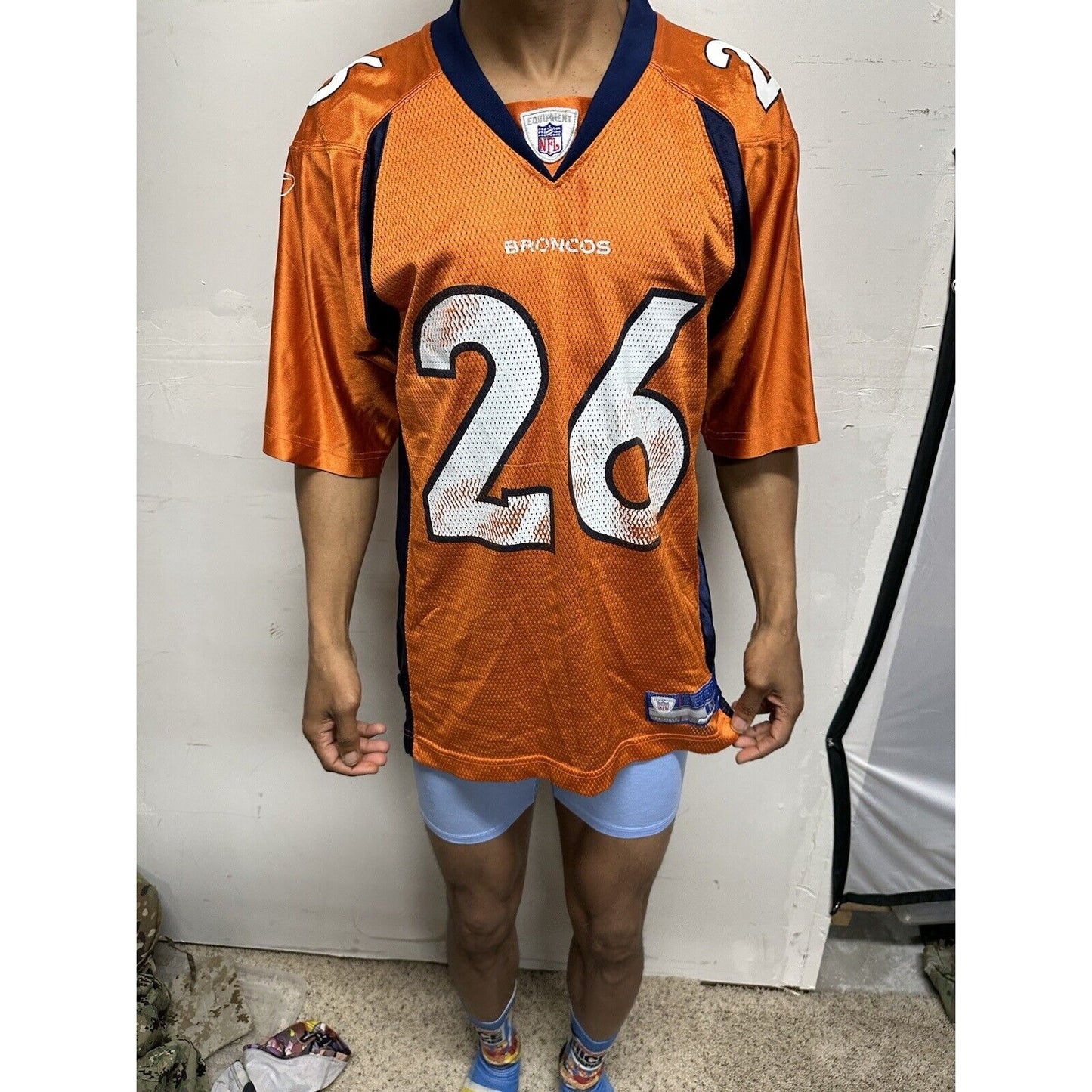 Men’s NFL Equipment Reebok Denver Broncos 26 Bell Football Jersey