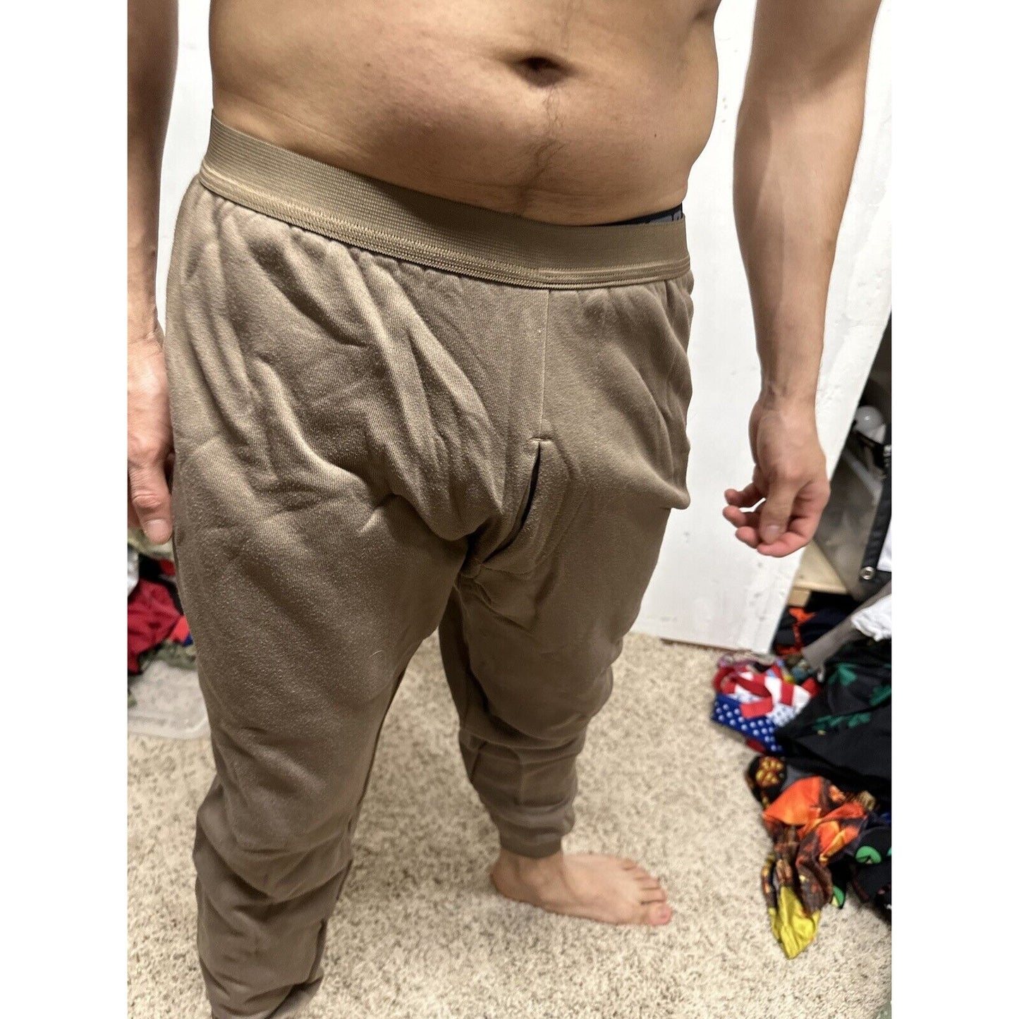Men’s Cold Weather Brown Drawers Large Thermal Army Air Force Pants