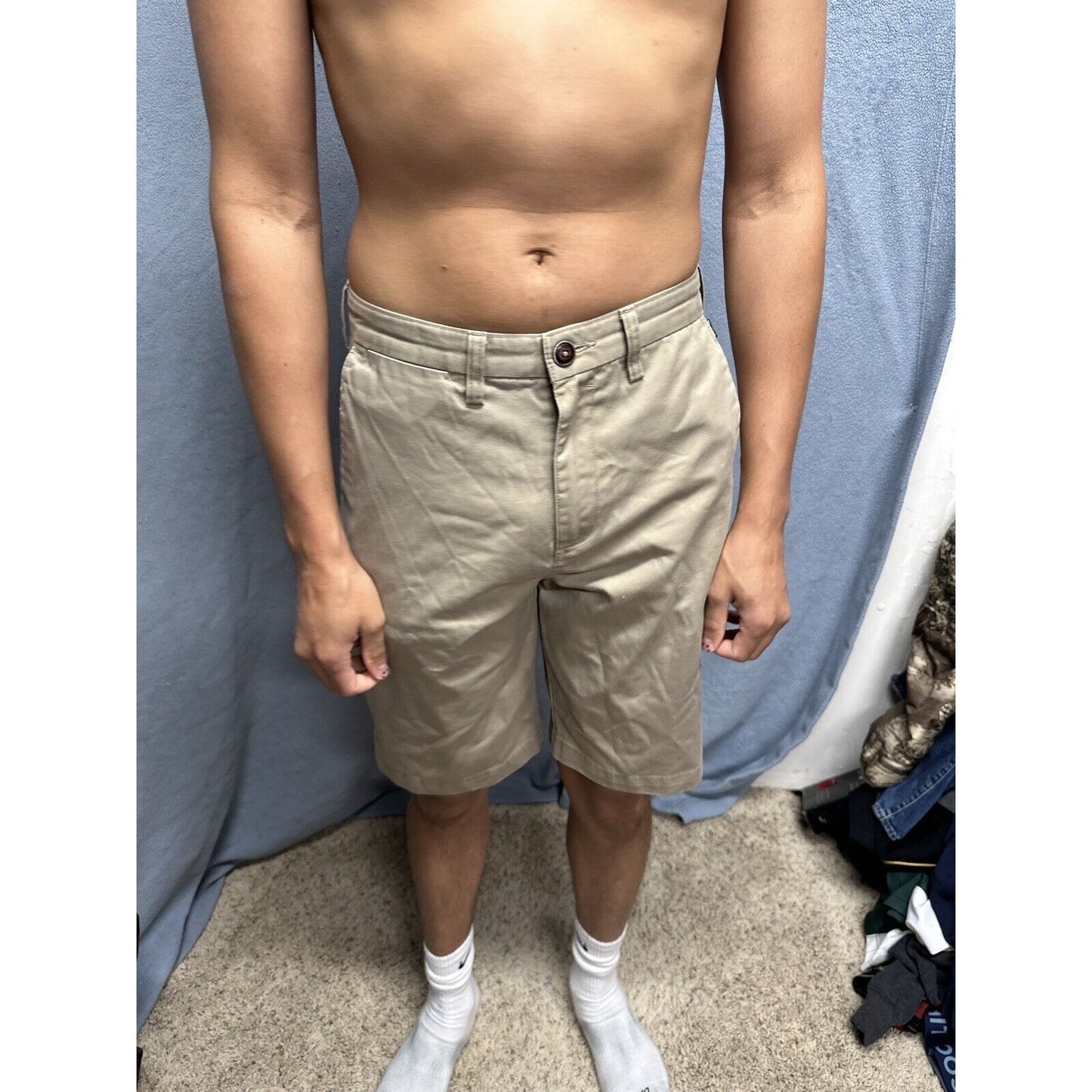 MENS BILLABONG Tan Beige Khaki CARTER STRETCH Flat Front Chino Shorts 31