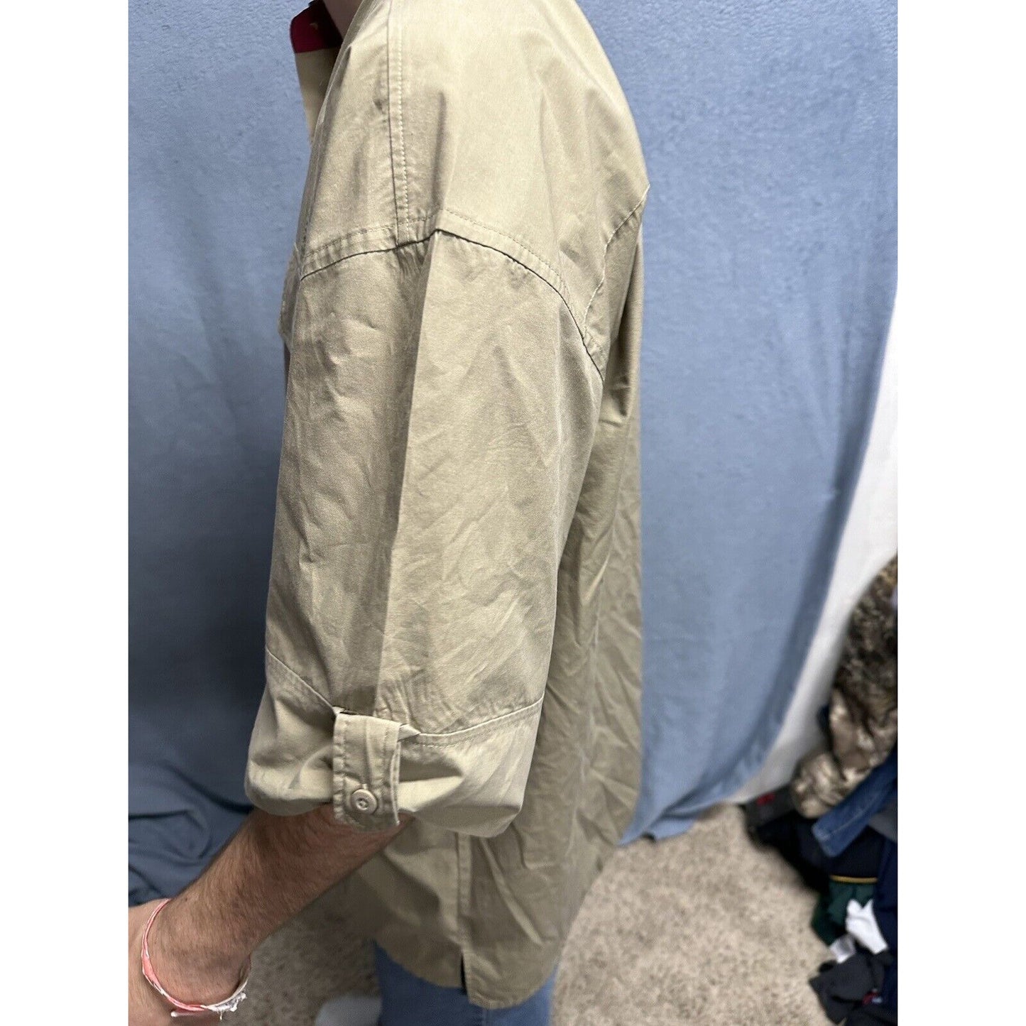 Men’s Khaki Raider Jean Company Large Short Sleeve Button Up Shirt