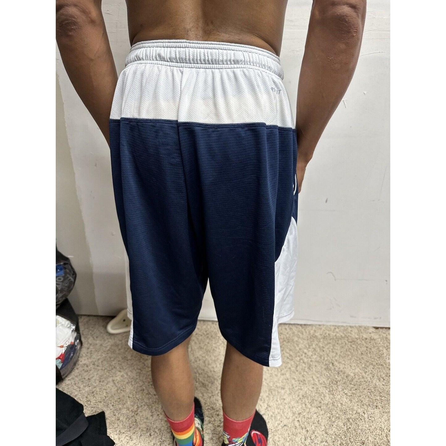 Men’s Nike Dri Fit Large Athletic Shorts Dri-fit Blue White With Pockets