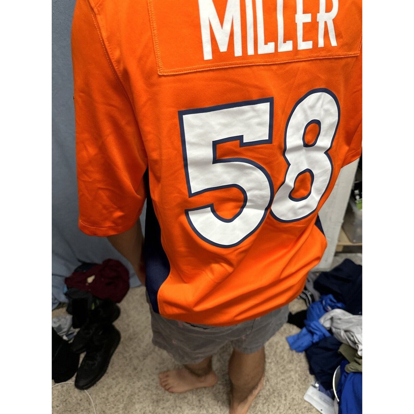 Men’s Denver Broncos Orange NFL Medium On Field Nike Football Jersey #58 Miller