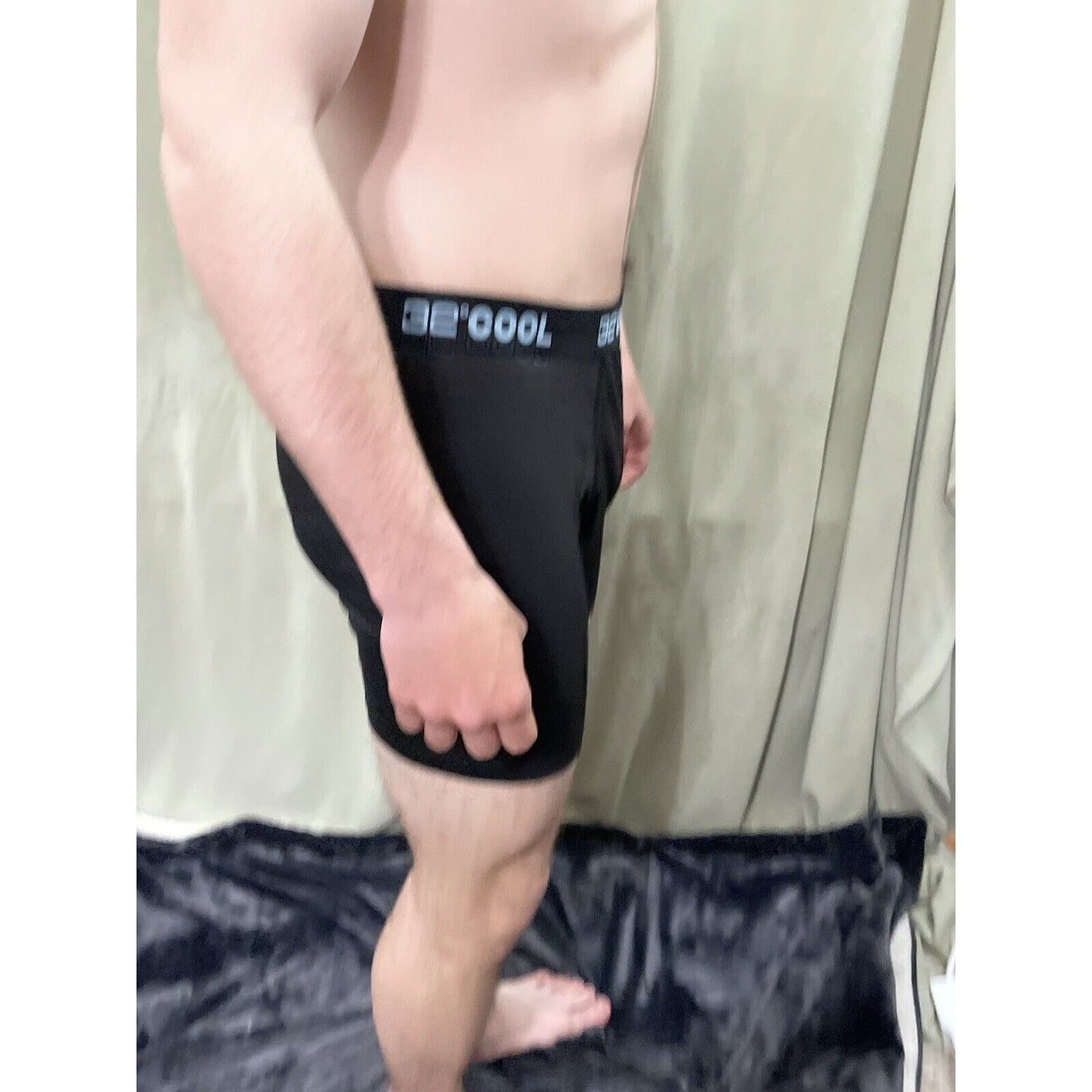 32 Degrees Cool Size Black Large Mens Boxer Briefs 7% Spandex light blue band