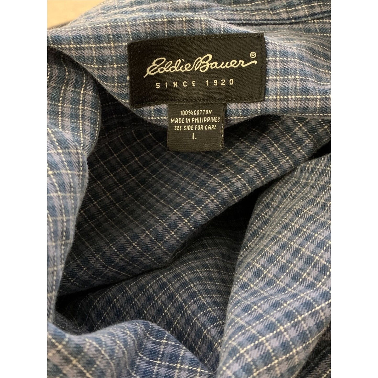Eddie Bauer Checked Men’s Long Sleeve Button Down Dress Shirt Size Large