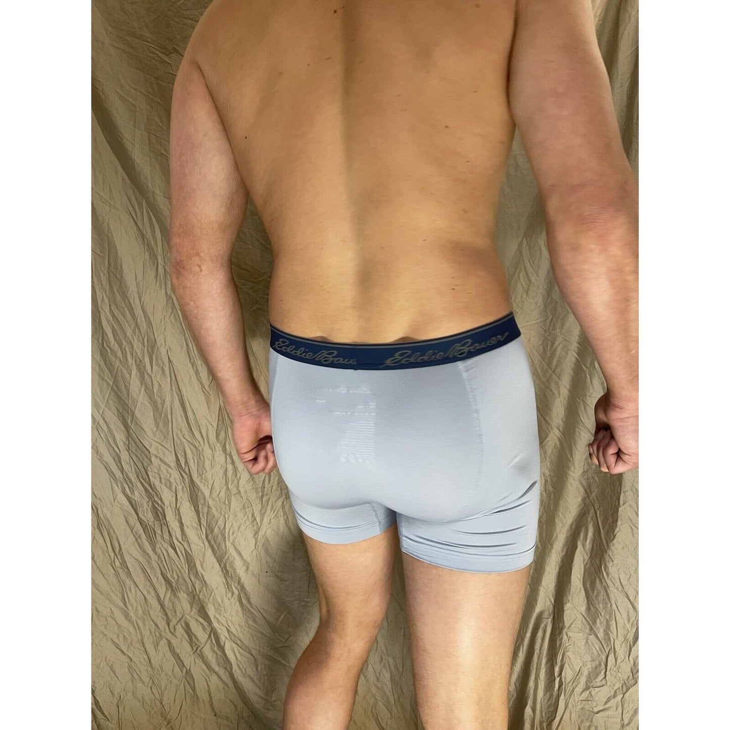 men's eddie bauer medium compression shorts 8% spandex Light Gray