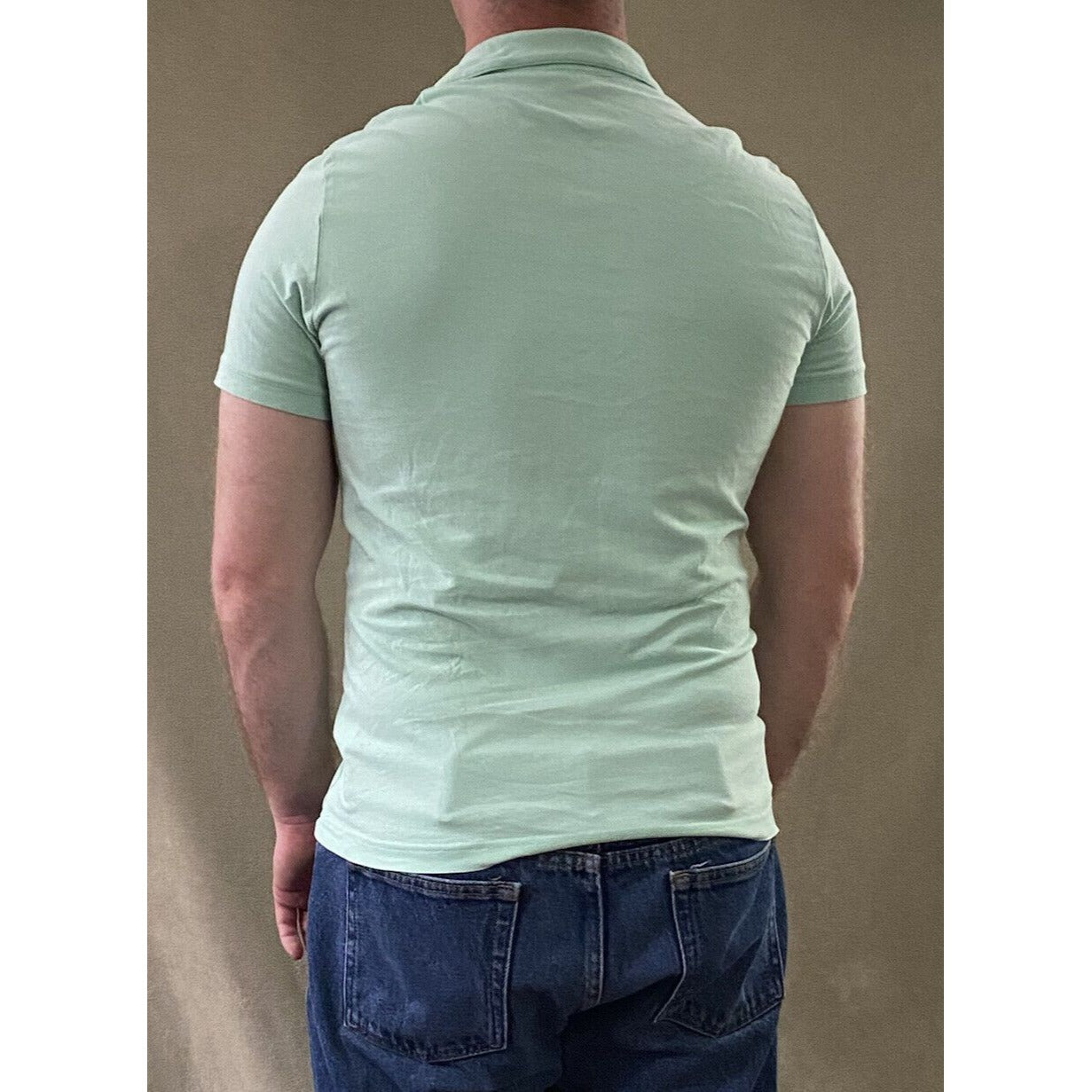 H&M Basic Fine Cotton Stretch Men's Medium Mint Green Polo Shirt