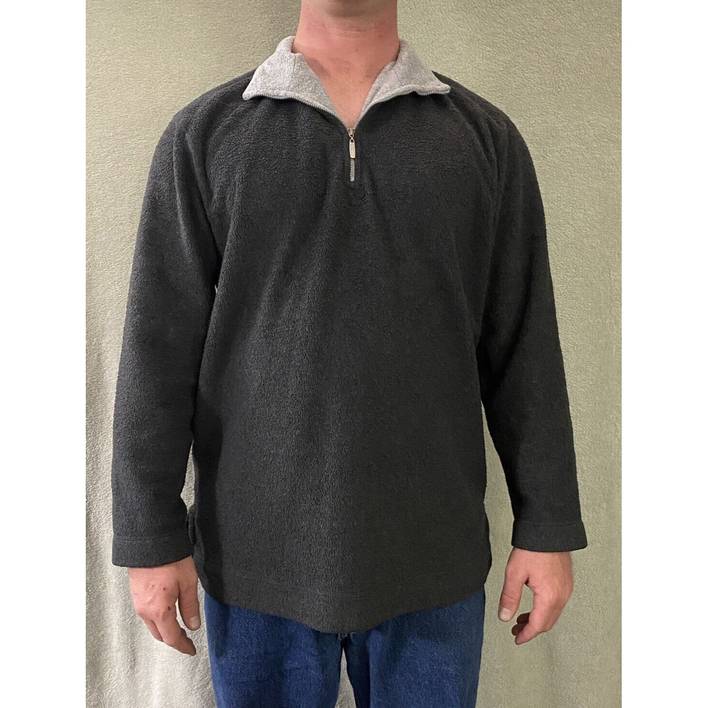 Vintage Catalina Men’s XL Dark Gray 1/4-Zip Polyester Soft Furry Jacket