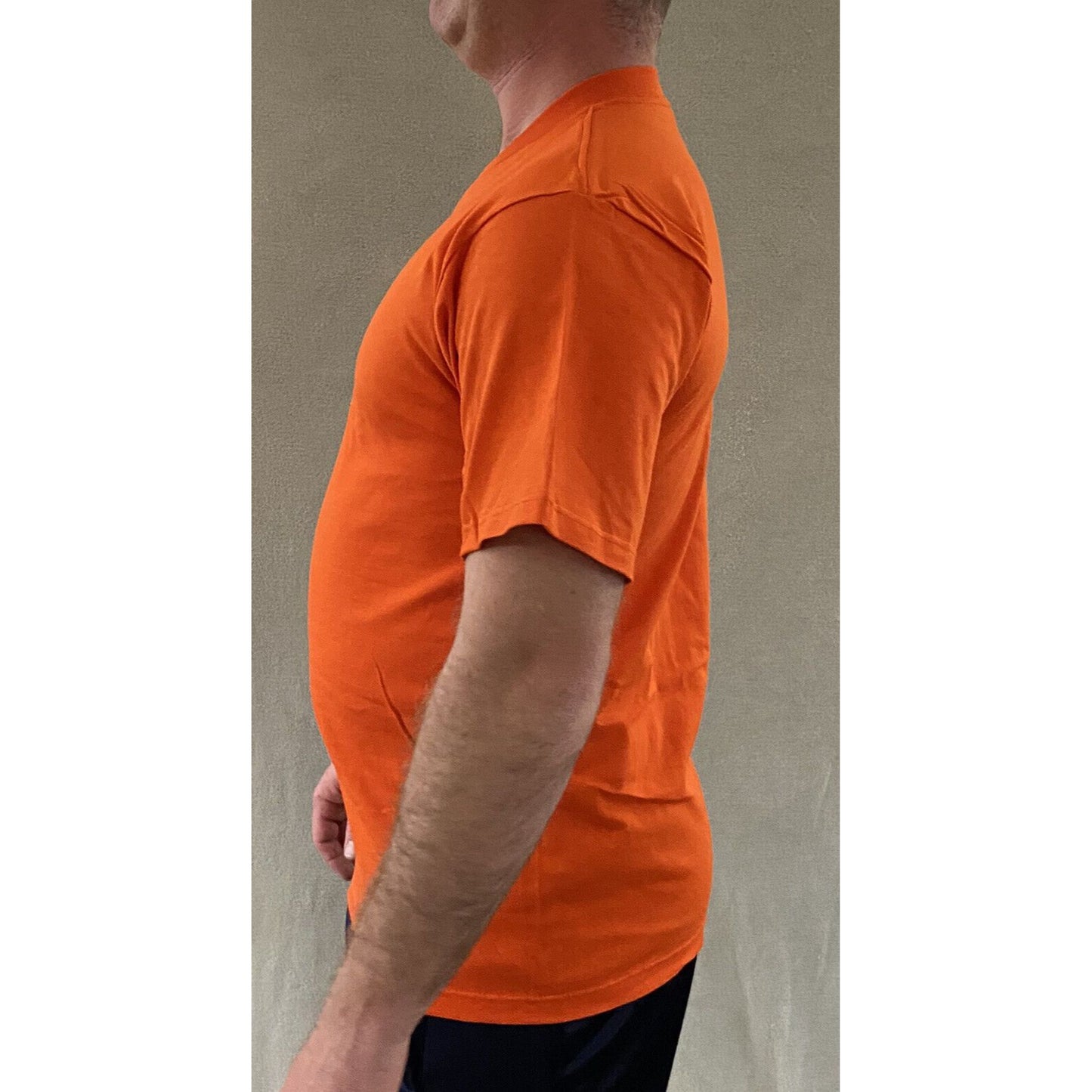 The Cotton Exchange Men’s Medium Plain Solid Orange Cotton T-shirt