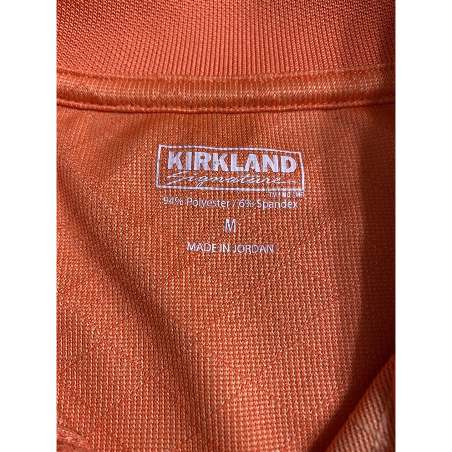 Kirkland Signature Performance Polo Knit Size Medium Bright Orange Short Sleeves