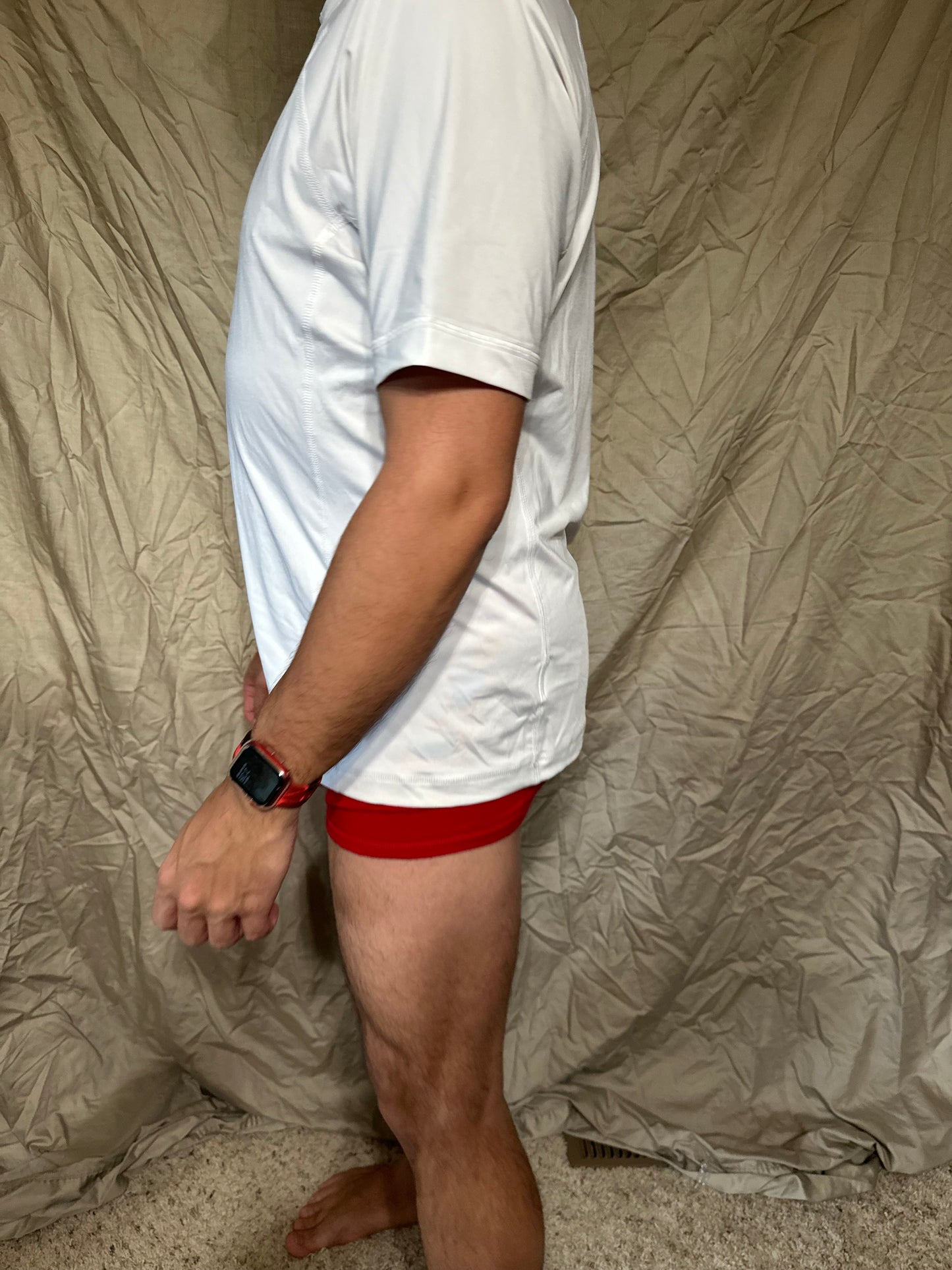 Men’s white lands end size small compression shirt short sleeve