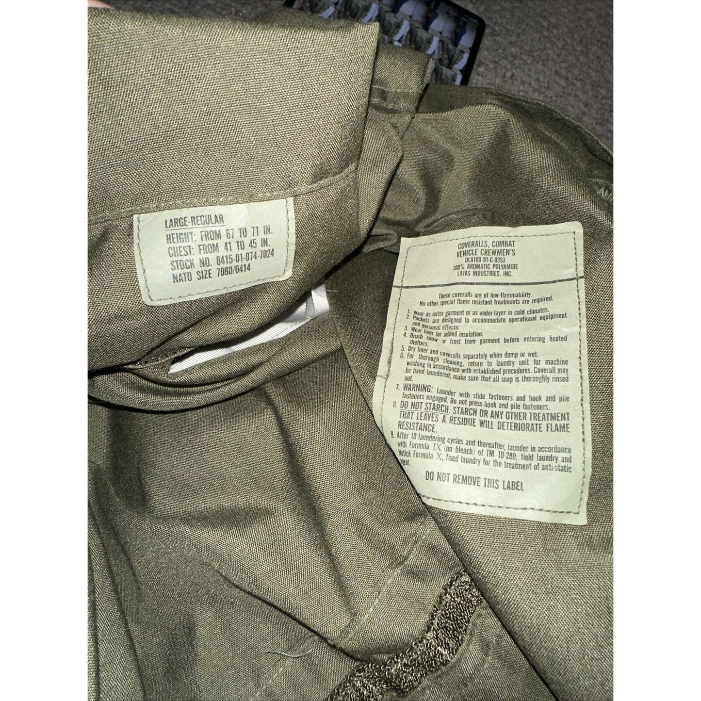 Men’s US Army Overalls Large Regular Military Uniform Combat With Patches