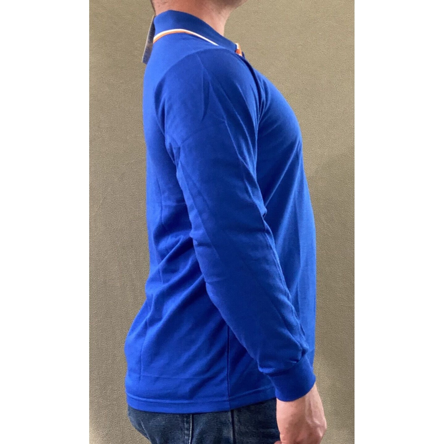 Tworoy Korea Men’s XL (Asian Size) Royal Blue Cotton Long Sleeves Polo Shirt NWT