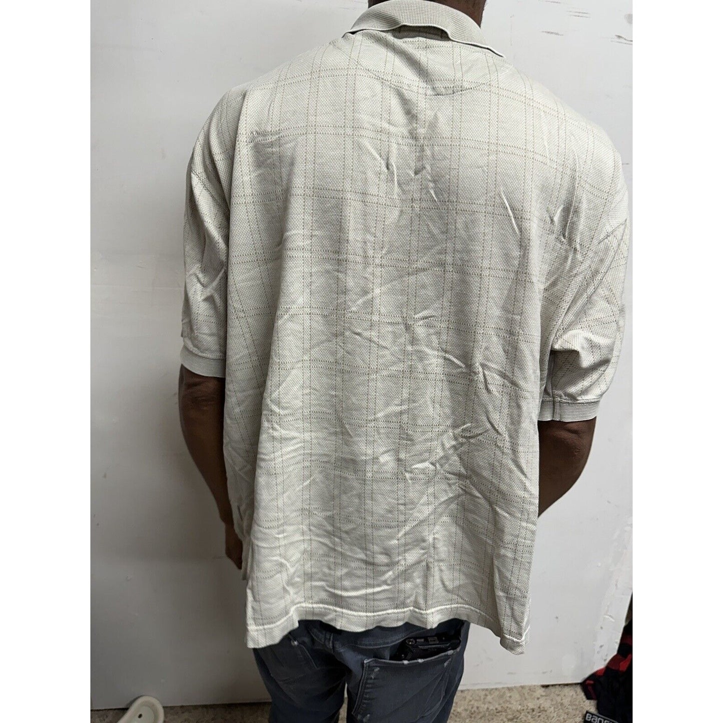 Men’s Beige Geoffrey Beene Large Polo Shirt Double mercerized