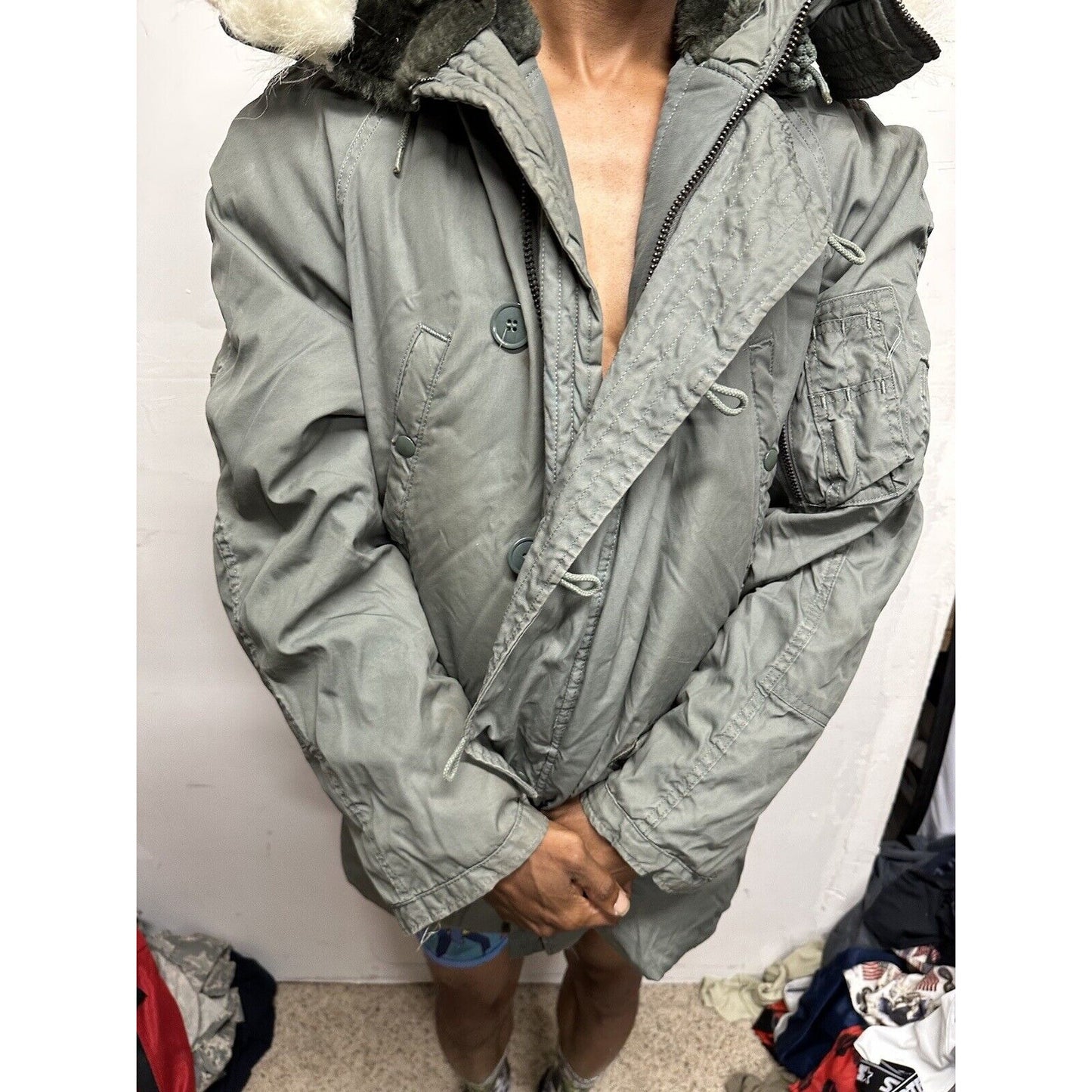 USAF Military Uniform Parka Extreme Cold Weather Type N-38 Medium Sage Green