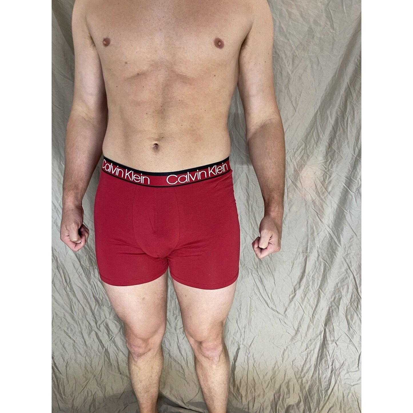 men's red calvin klein boxer brief large