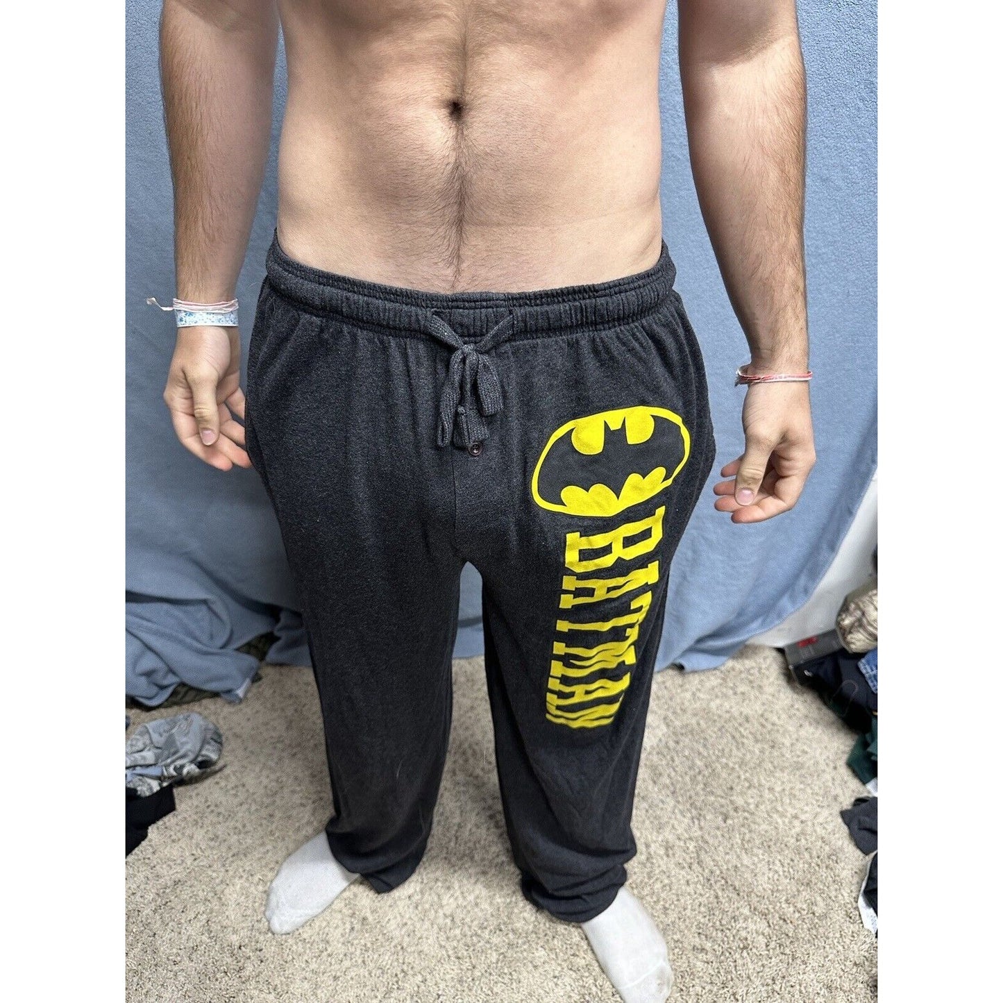 Men’s Large Batman Dark Gray Lounge Pants Sleep Wear With Pockets Large