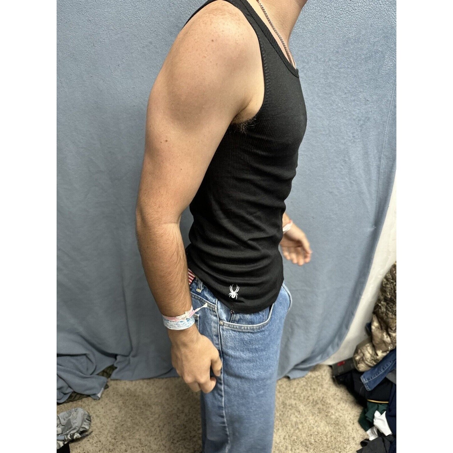 Men’s Black Medium Spyder Tank Top Muscle Shirt