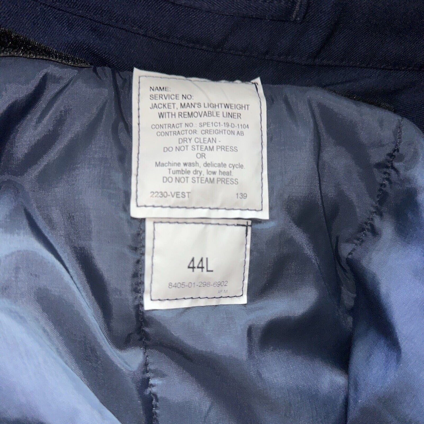 Men’s Blue 44L USAF Air Force Uniform Service Blues Jacket With Lining