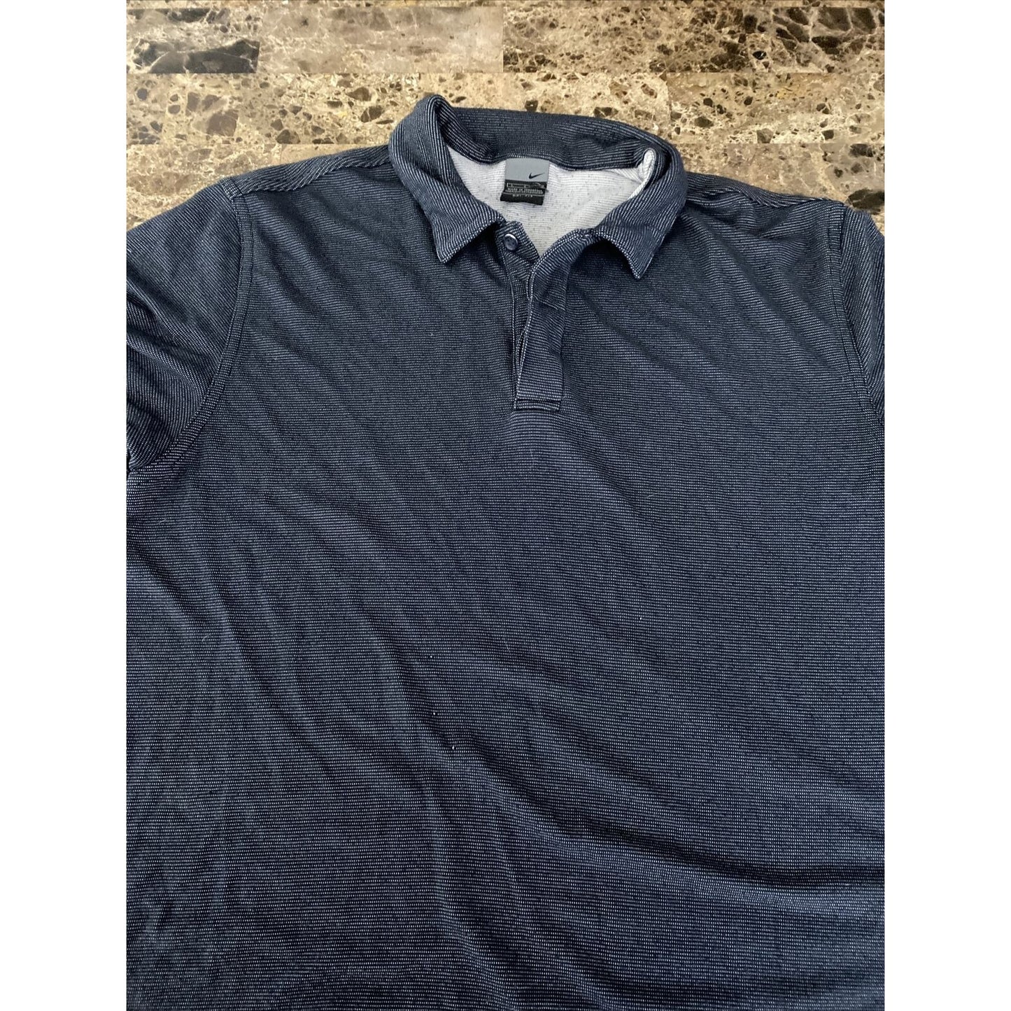 Nike Dri-Fit Men’s Large Black Dotted Rayon-polyester Golf Polo Shirt