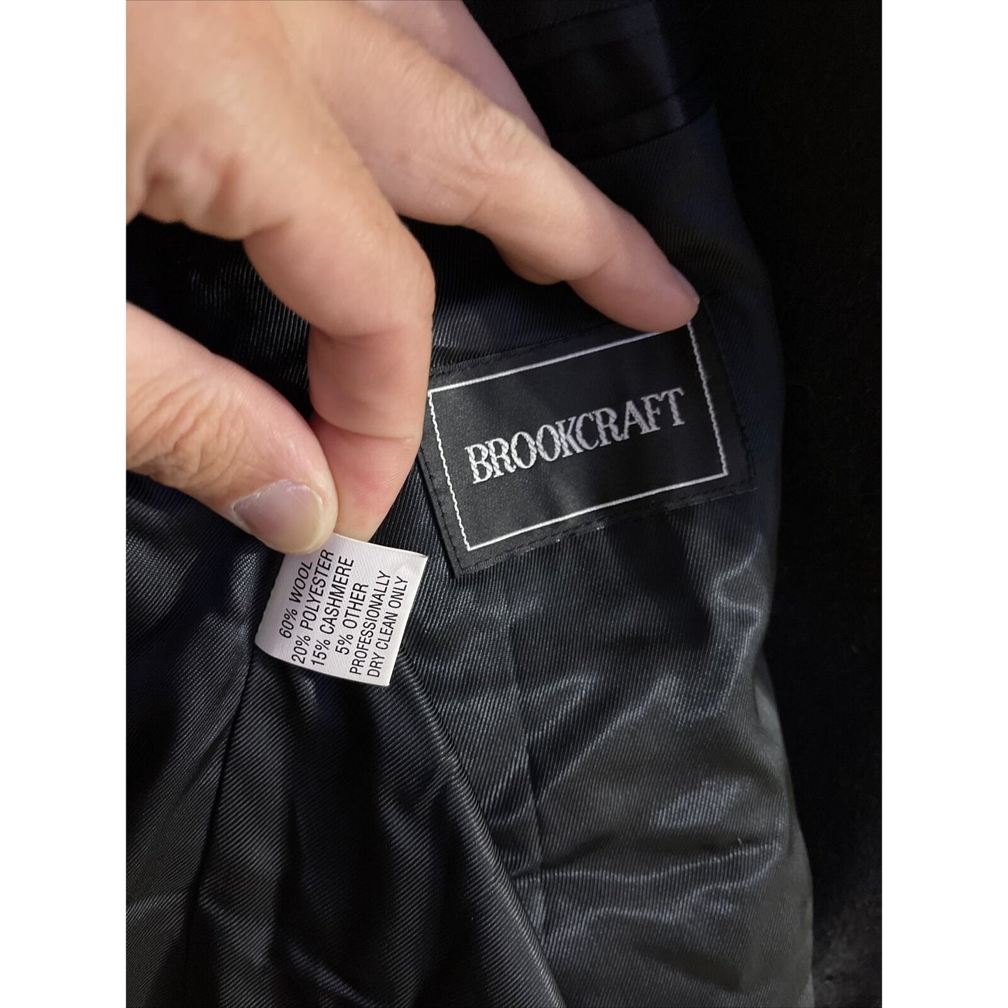 men’s today’s man brookcraft russian black wool poly cashmere coat