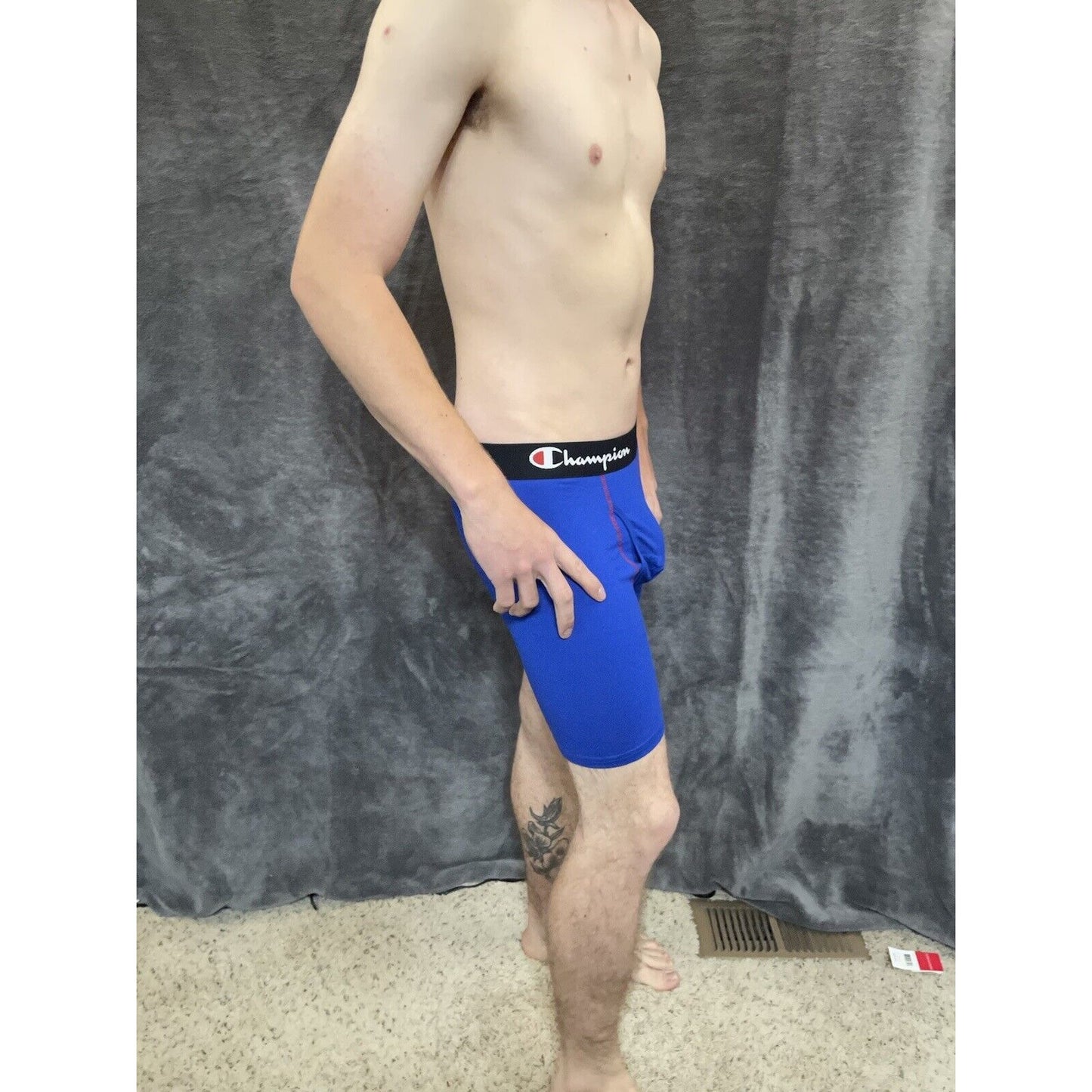 men's medium royal blue champion boxer brief 5% spandex