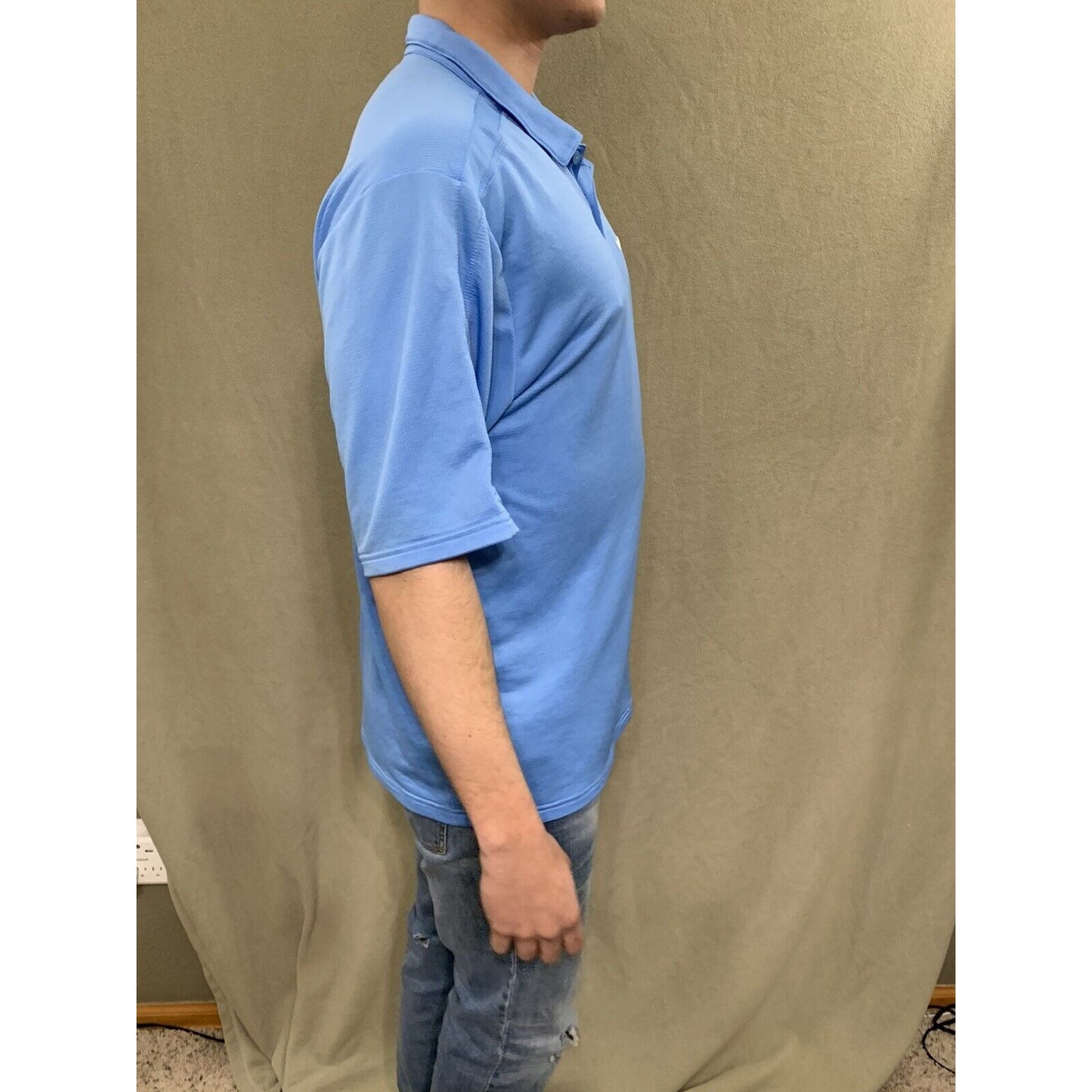Nike Mens Large Golf Polo Blue Short Sleeve Shirt Dri Fit