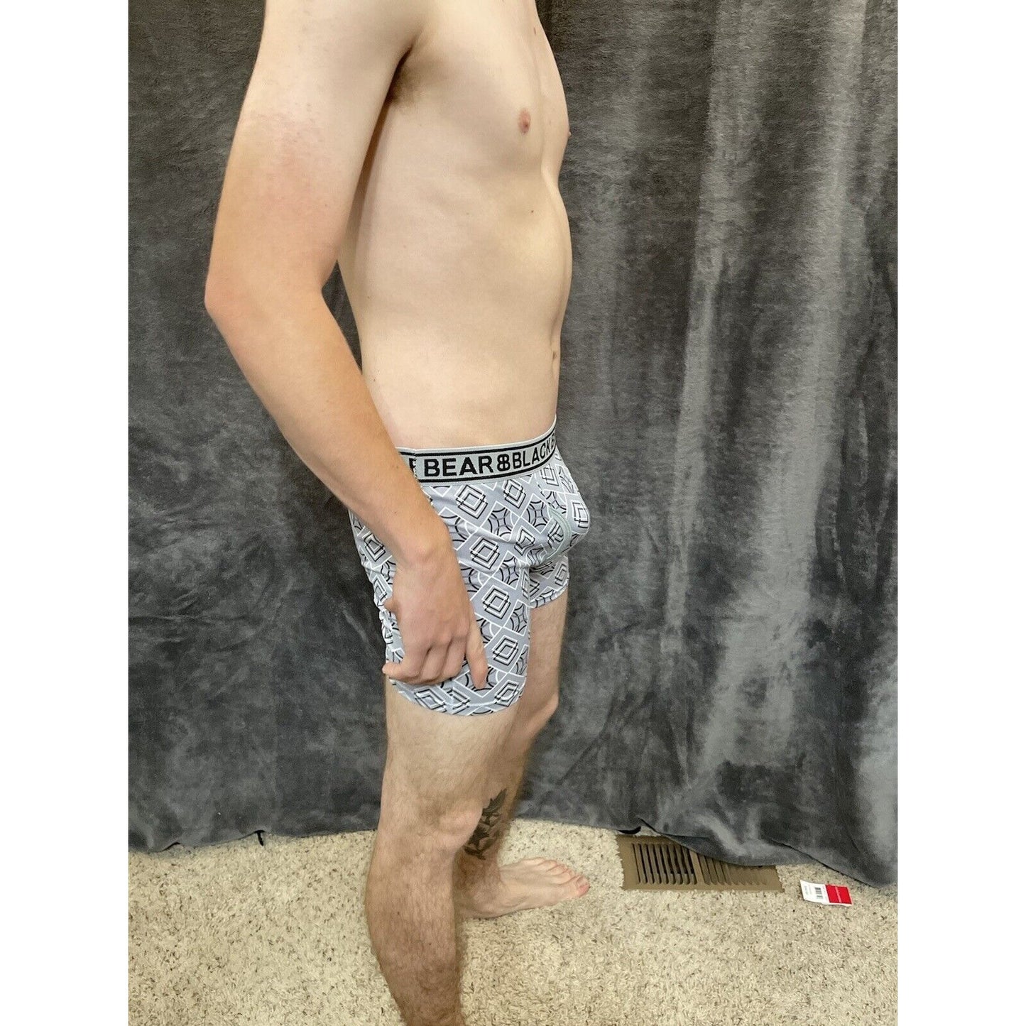 men's medium athletic trunk style black bear boxer brief Gray With Squares