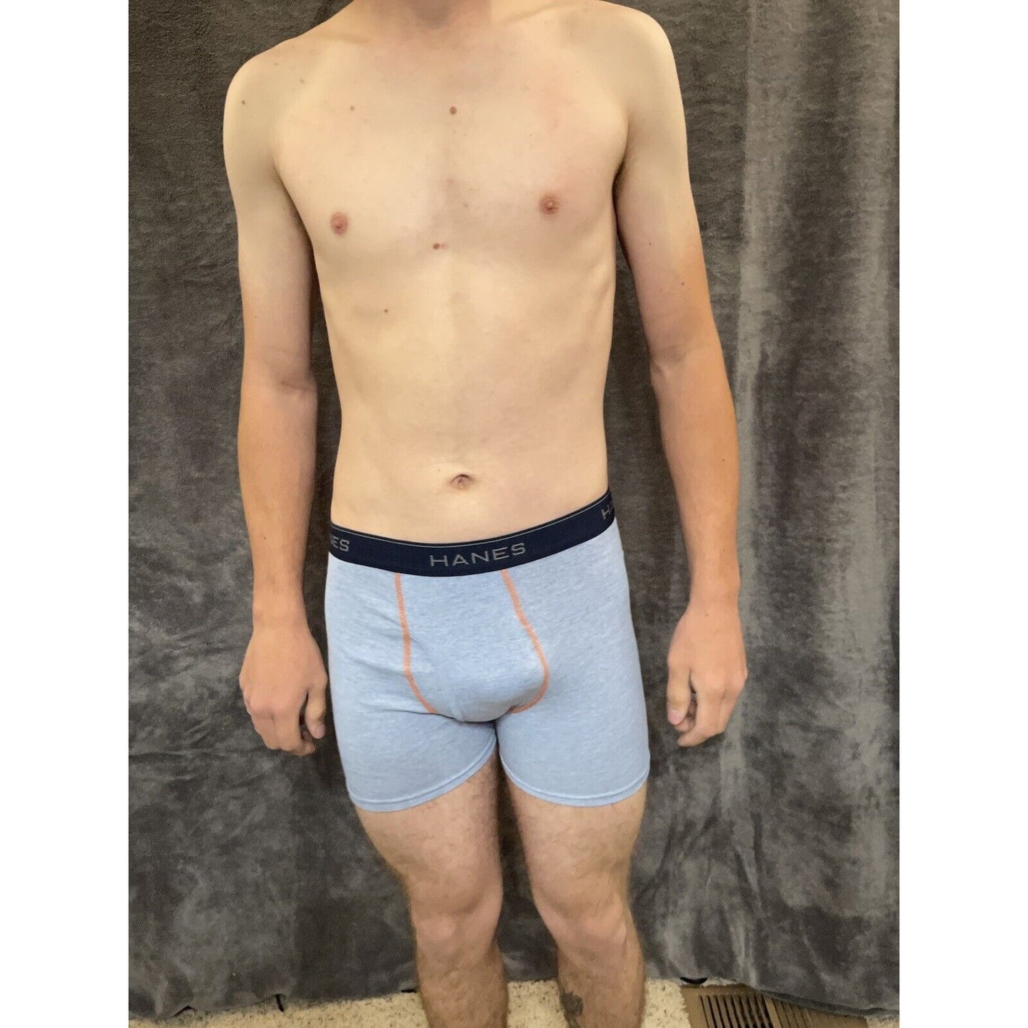 boy's Hanes youth XL Light Blue With Orange boxer brief
