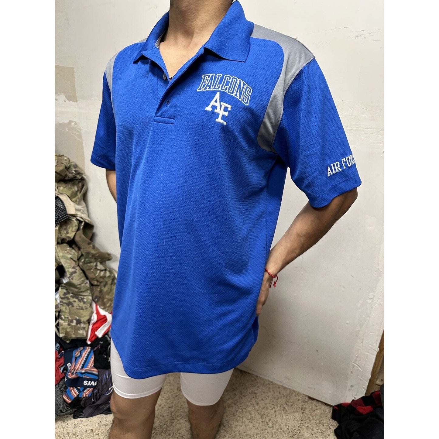 Men’s Blue AF Falcons USAFA Air Force Academy Knights Apparel Large Polo Shirt