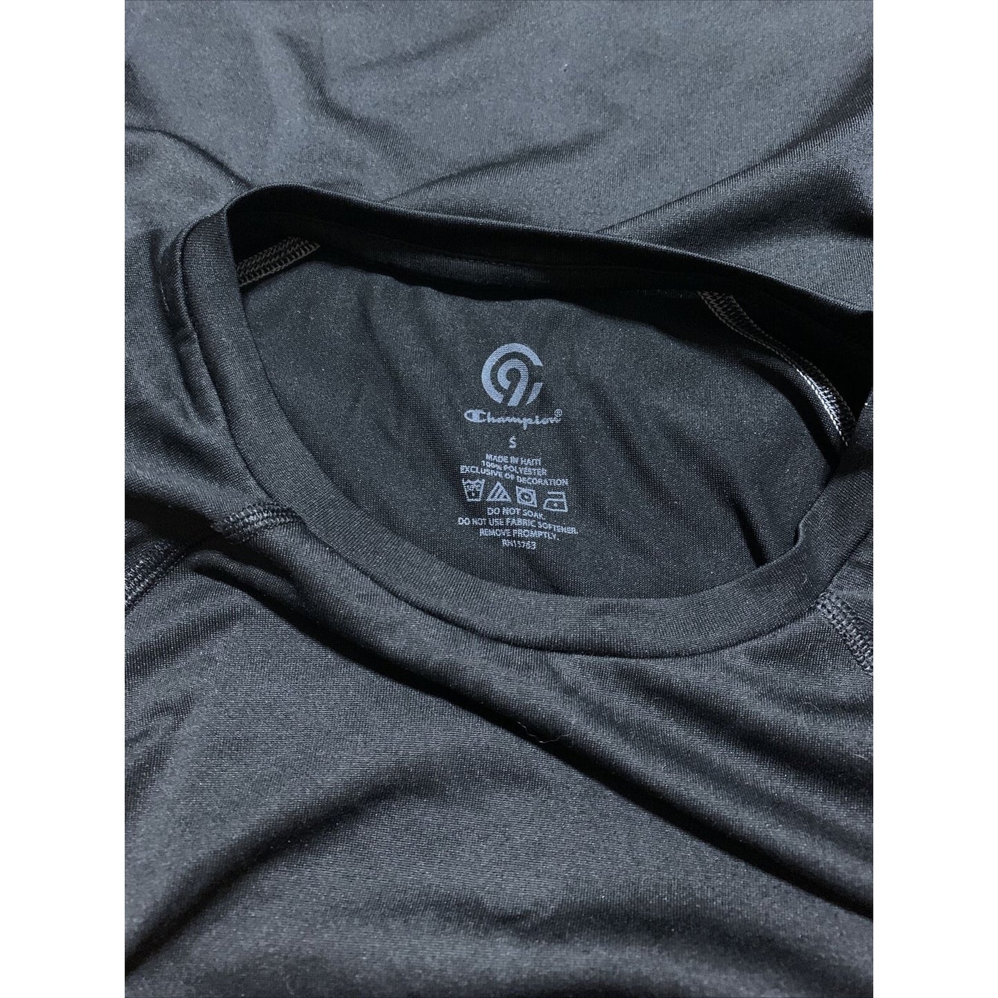 Athletic Fit Men’s Black Long Sleeve Polyester Small Shirt