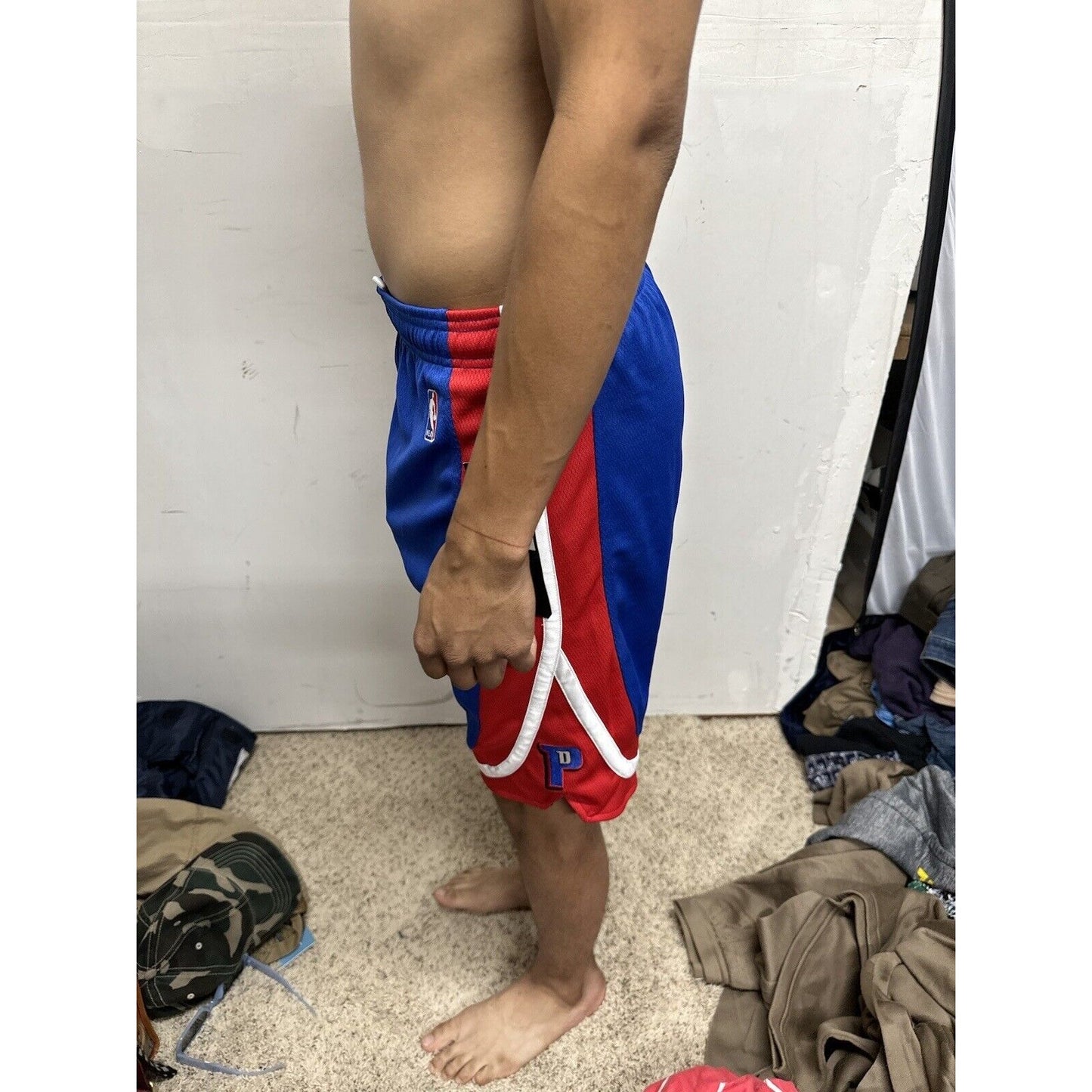 Boy’s Large Pistons NBA Adidas Performance Basketball Shorts Blue