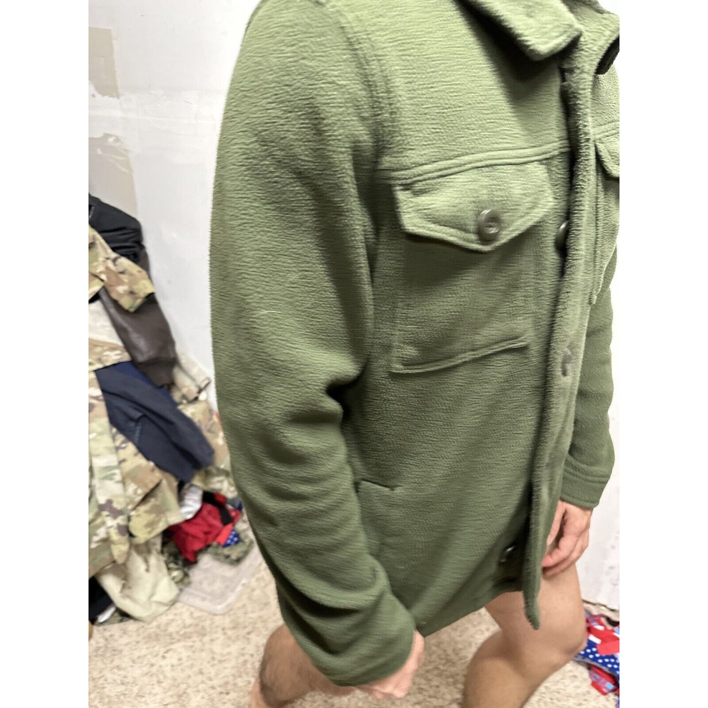 Men’s Old Navy Small Poly Olive Green Front Button Jacket