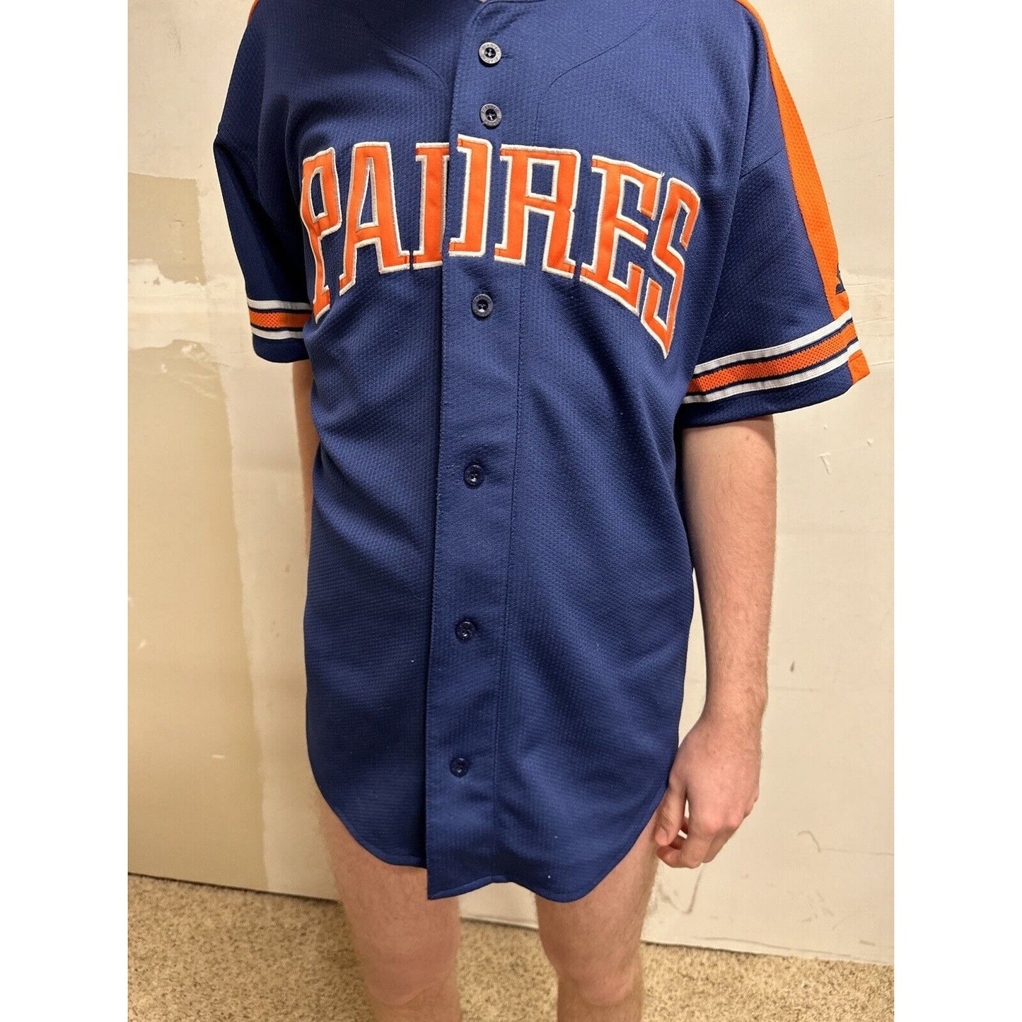 san diego padres genuine merchandise by starter fits like a medium jersey