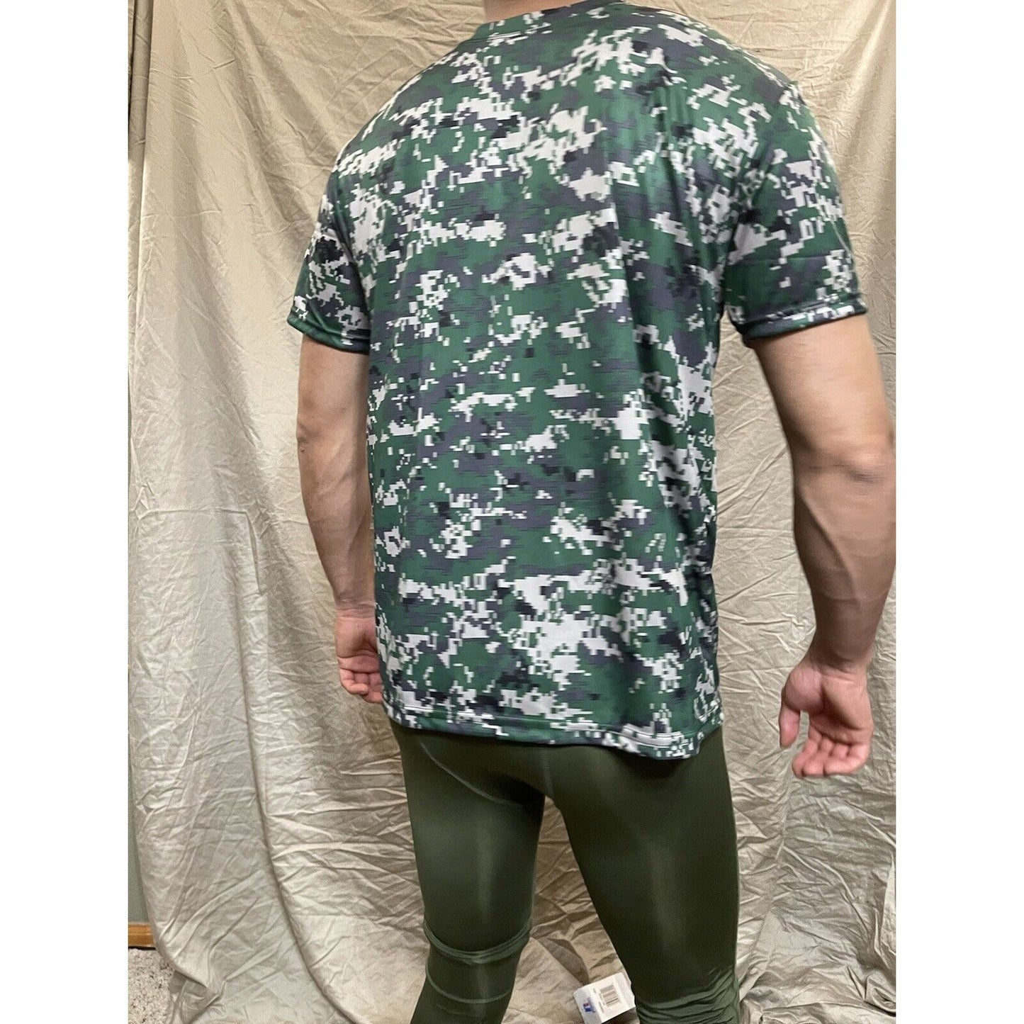 Boy's Youth Large Digi Camo Alleson Athletic Green Compression Workout Shirt