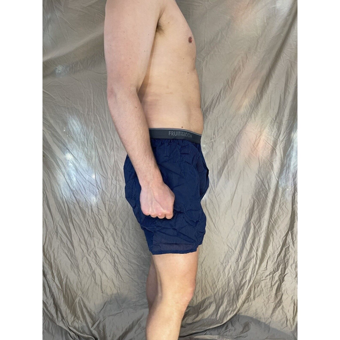 men's fruit of the loom Striped Dark blue boxer shorts Size Small