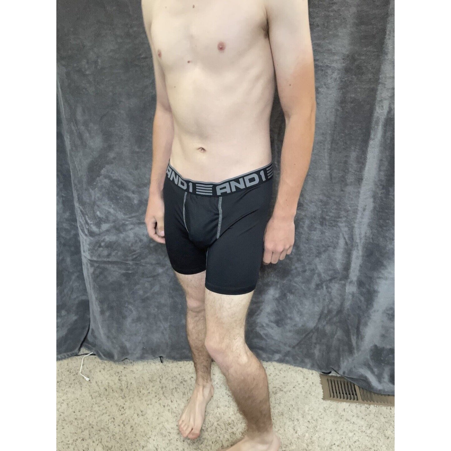 men's and1 medium black 10% spandex compression boxer brief