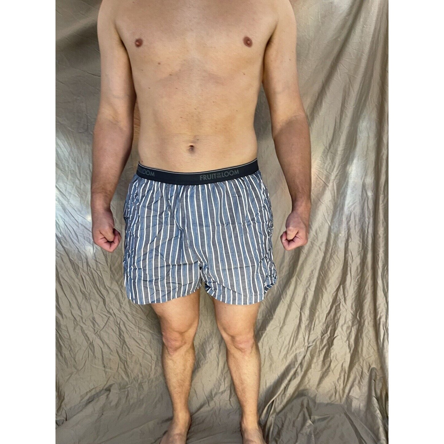 men's fruit of the loom Striped blue boxer shorts large