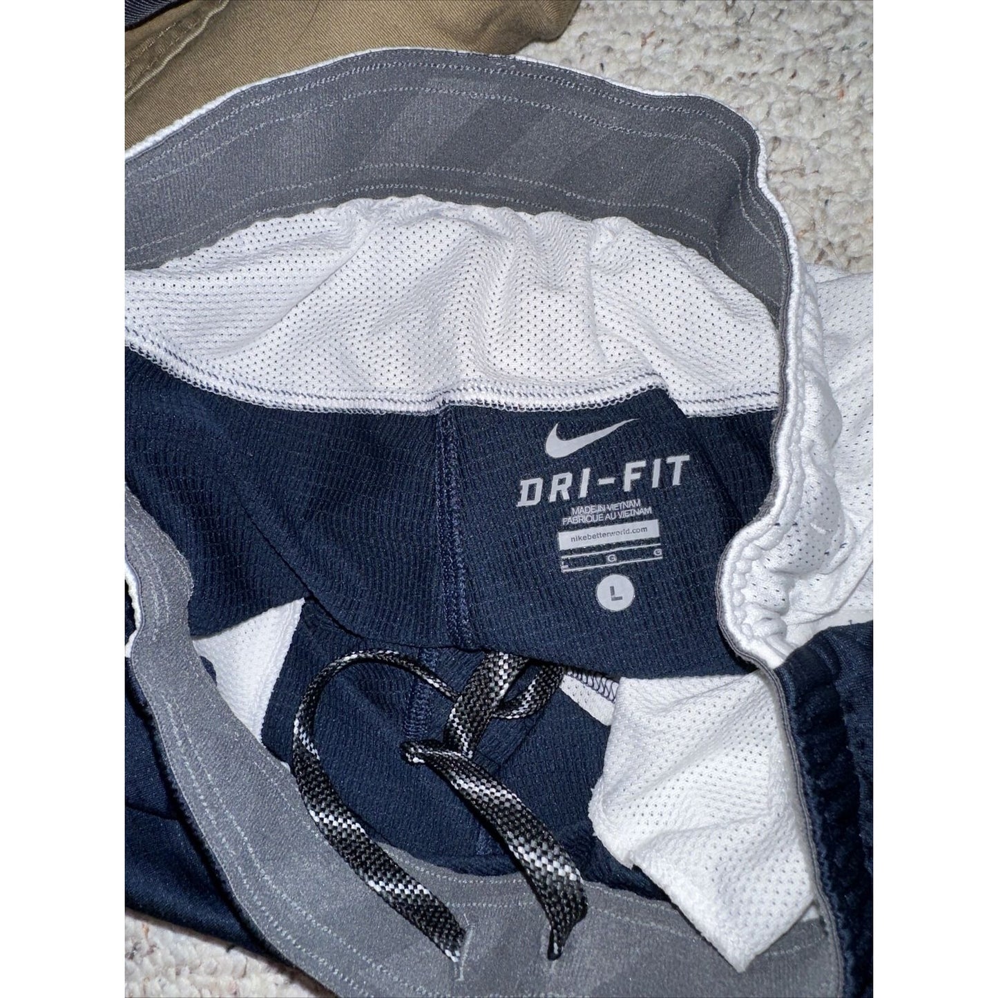 Men’s Nike Dri Fit Large Athletic Shorts Dri-fit Blue White With Pockets