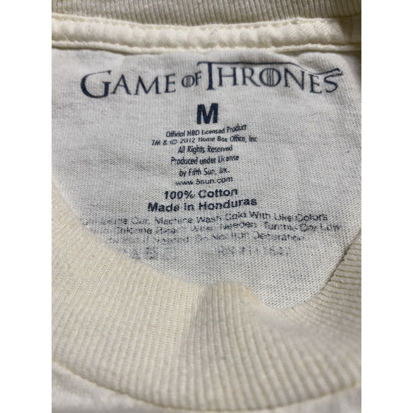 Game of Thrones Winter Is Coming House Stark Cream Men’s Medium Cotton Shirt