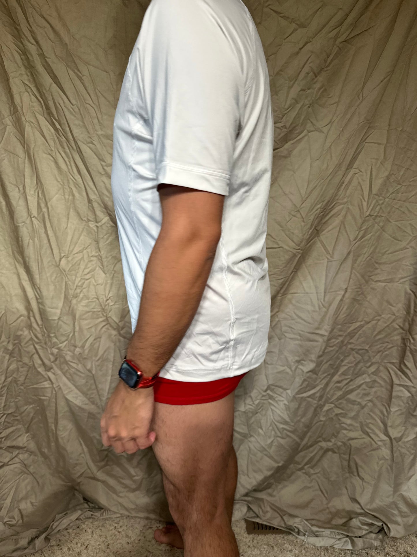 Men’s white lands end size small compression shirt short sleeve