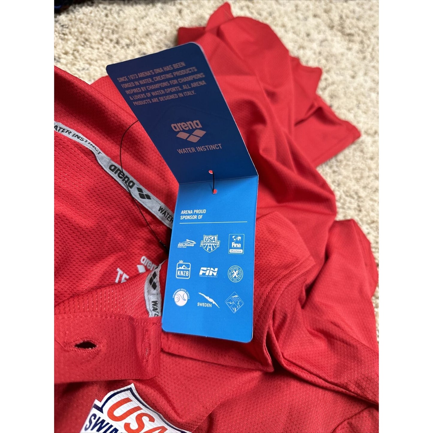 men’s red polo shirt arena usa swimming Size Large