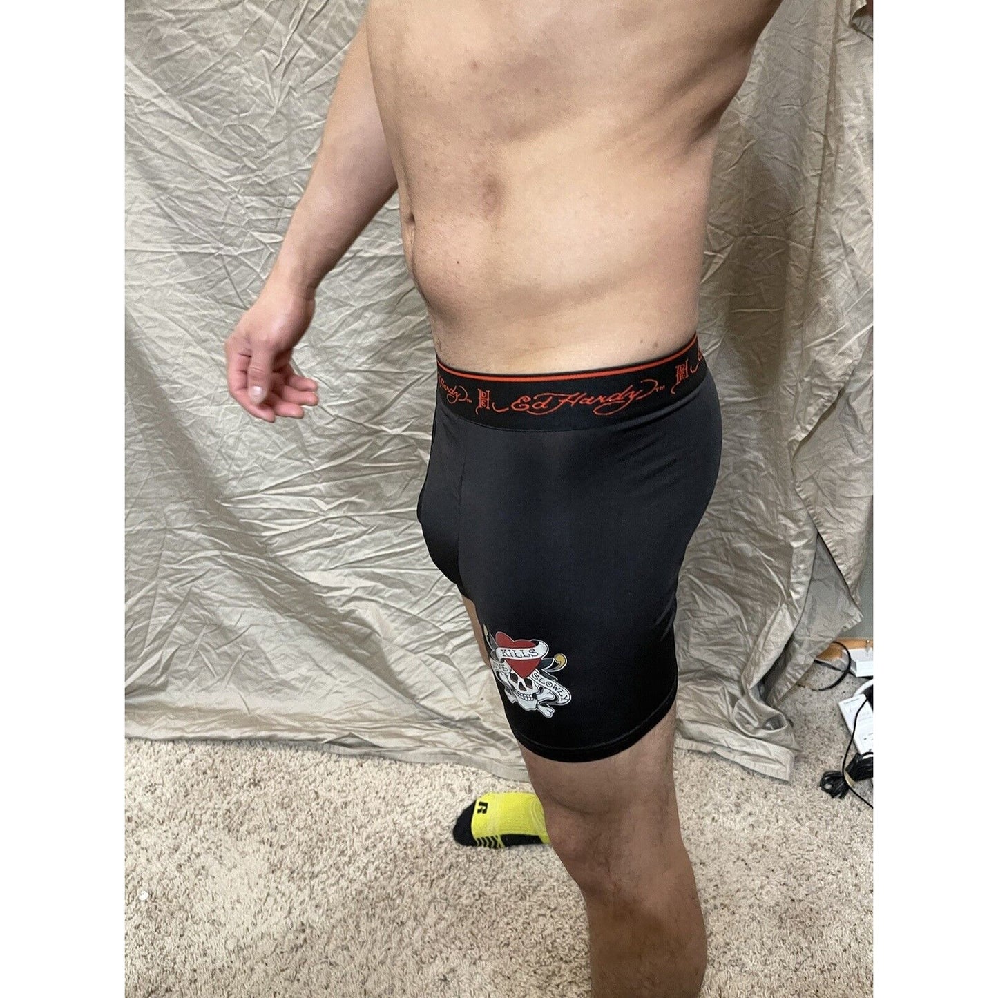 men's small boxer briefs ed hardy love kills slowly black boxer brief skull