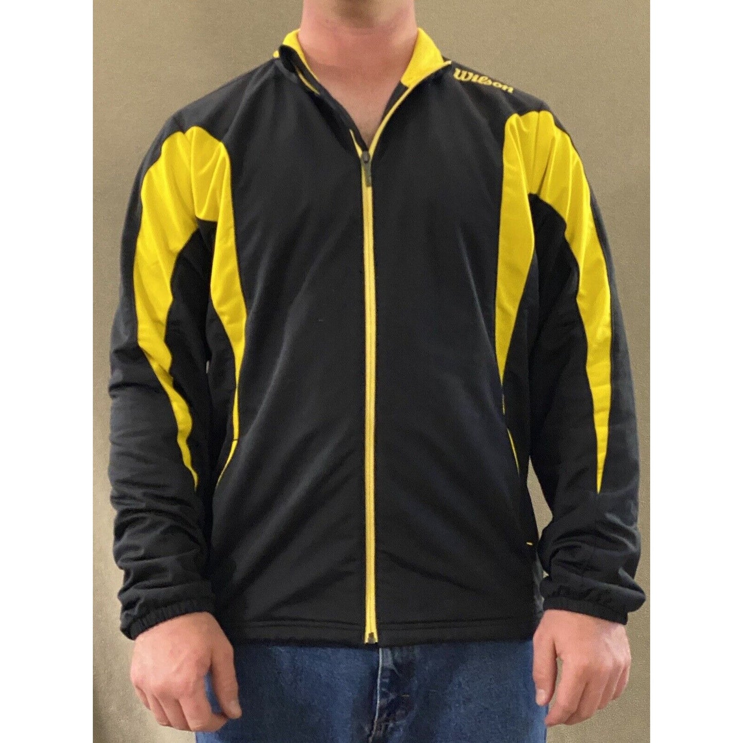 Wilson Men’s Large Black Yellow Mesh Polyester Full-zip Jacket
