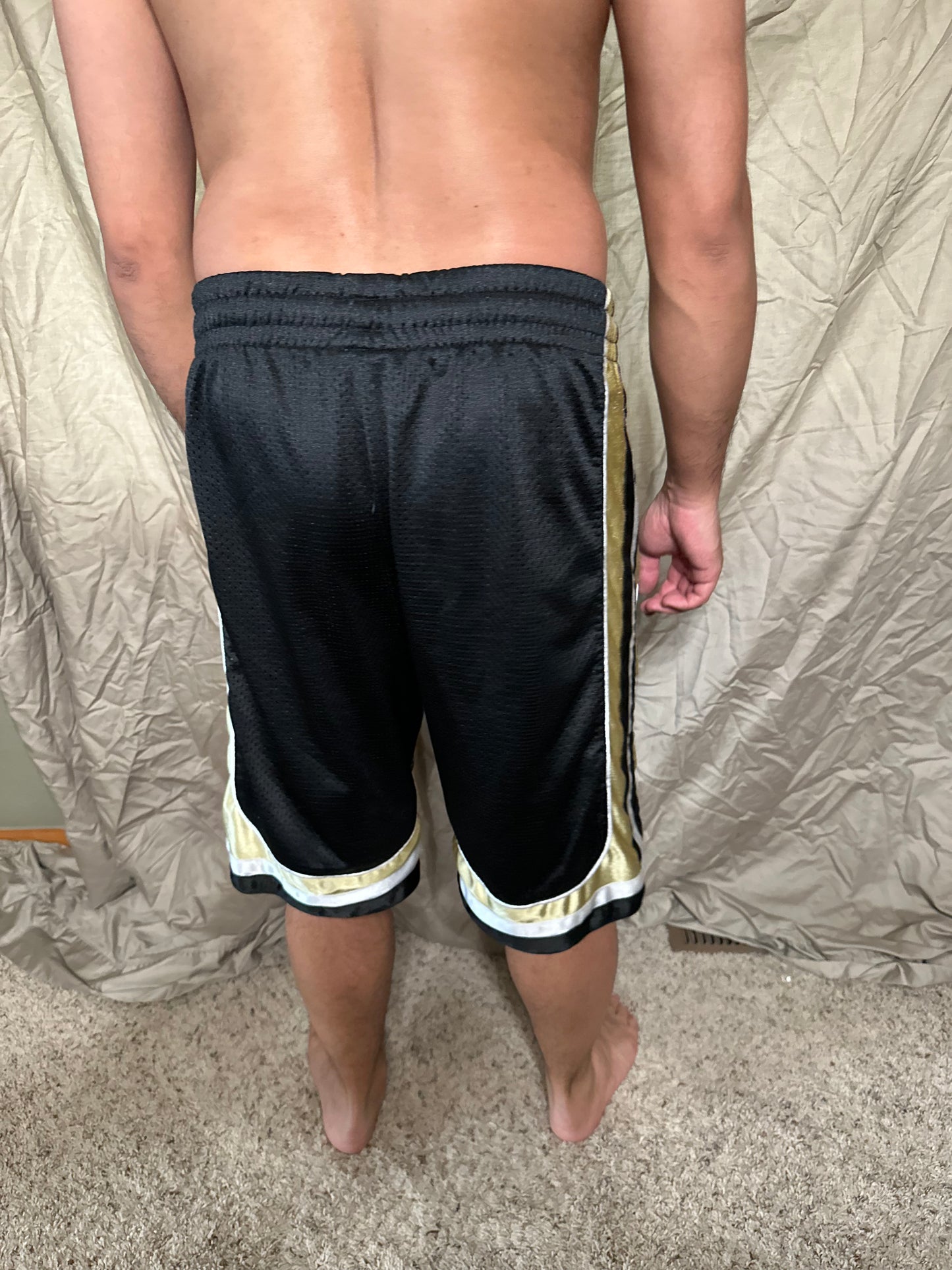 University of Colorado black and gold colosseum size small basketball shorts with pockets