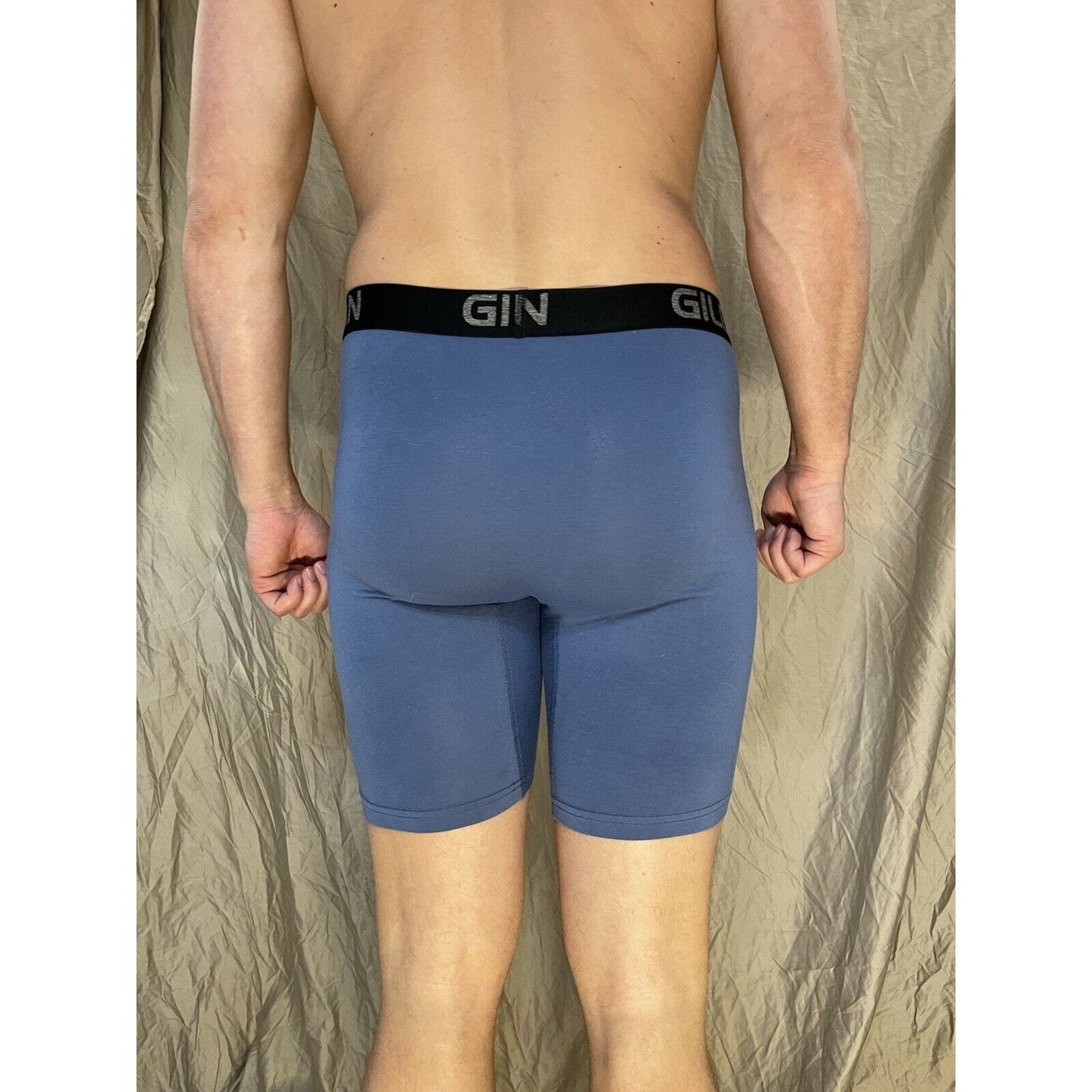 men's gildan medium blue 5% spandex compression boxer briefs