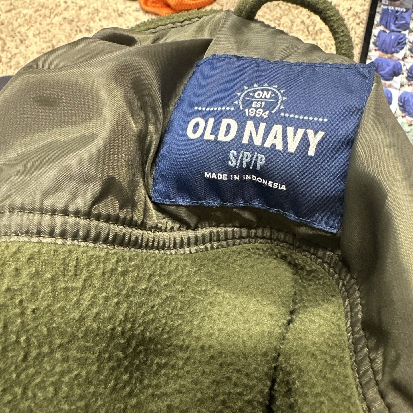 Men’s Old Navy Small Poly Olive Green Front Button Jacket