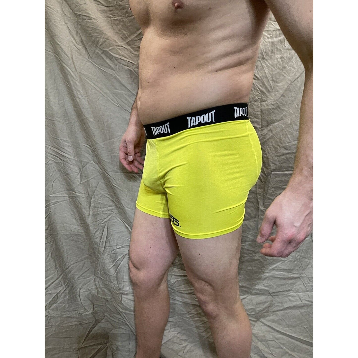 men's tapout bright yellow compression shorts medium New And Never Worn