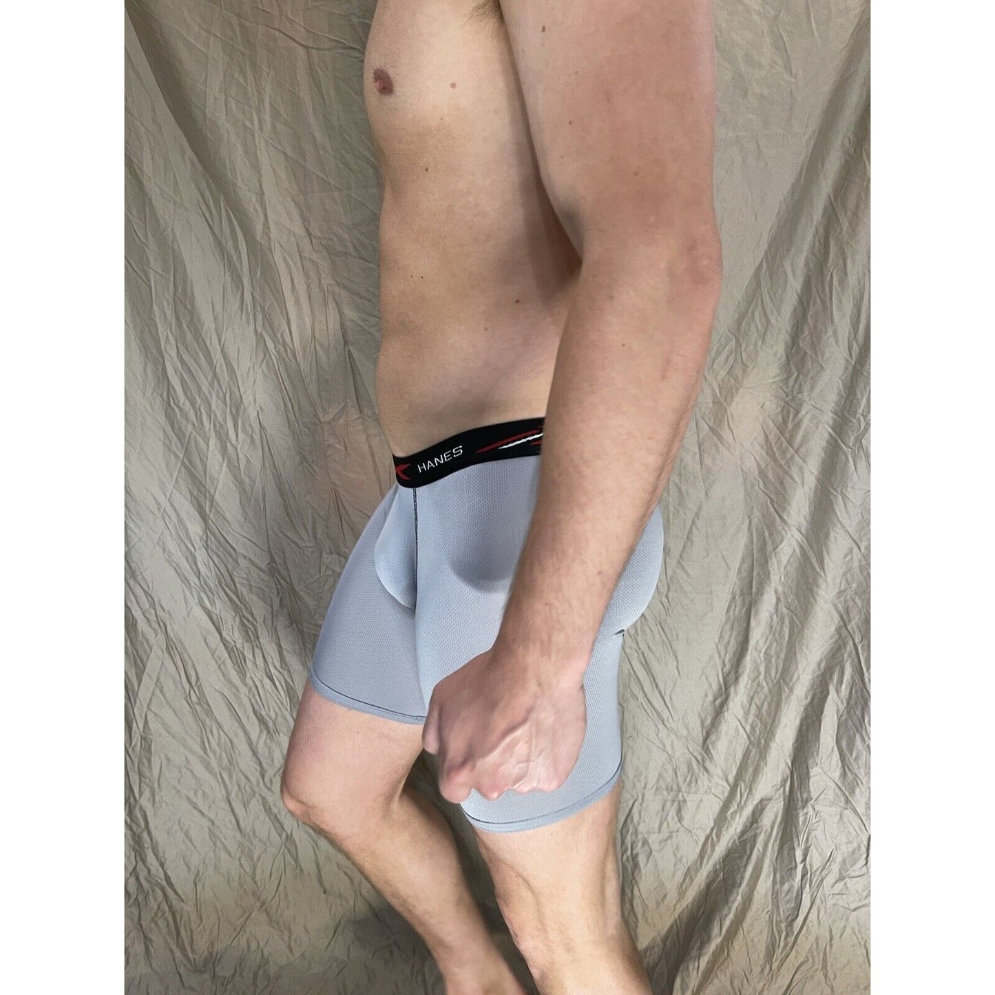 men's hanes x-temp long leg gray black band medium