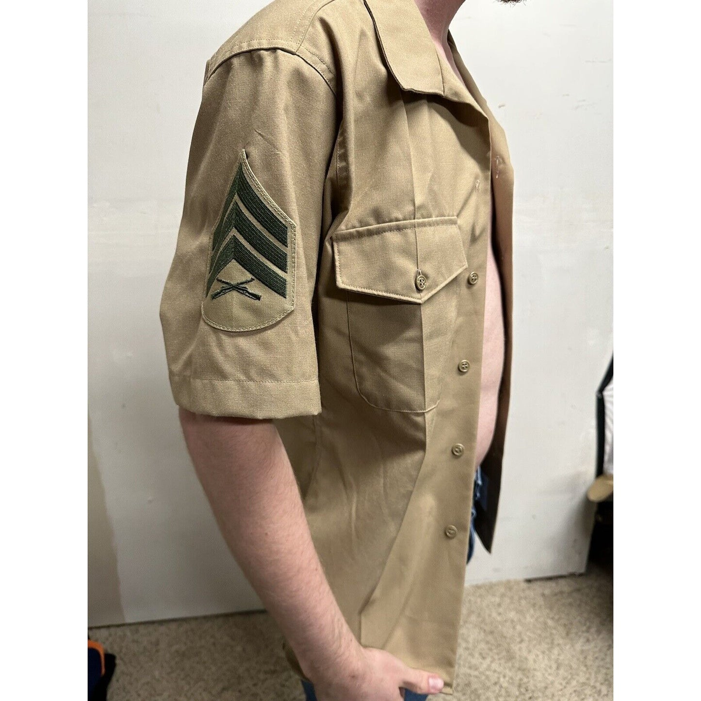 usmc marines defense logistics 15 1/2 short sleeve dress shirt e-5 sergeant rank